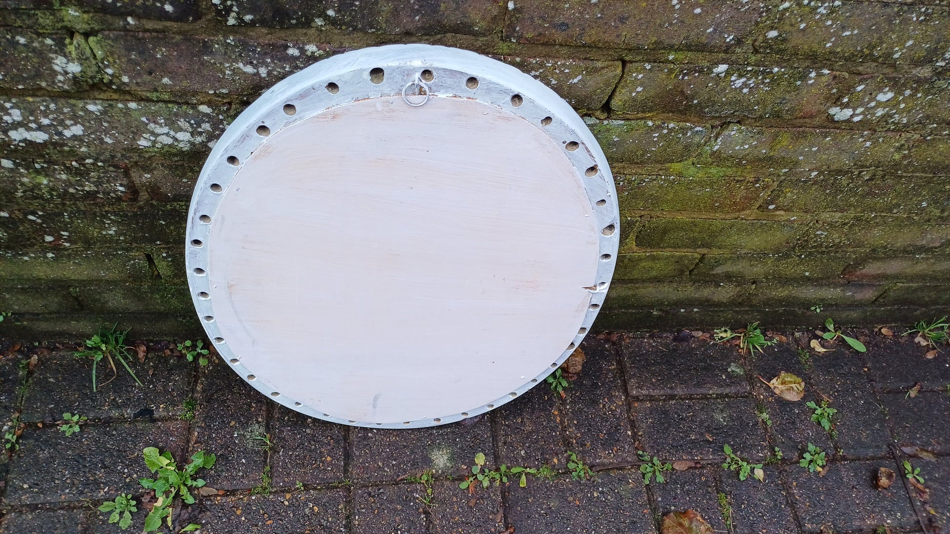 Vintage Pierced Painted 1970’s Plaster Mirror in Farrow and Ball Hand Painted Upcycled.