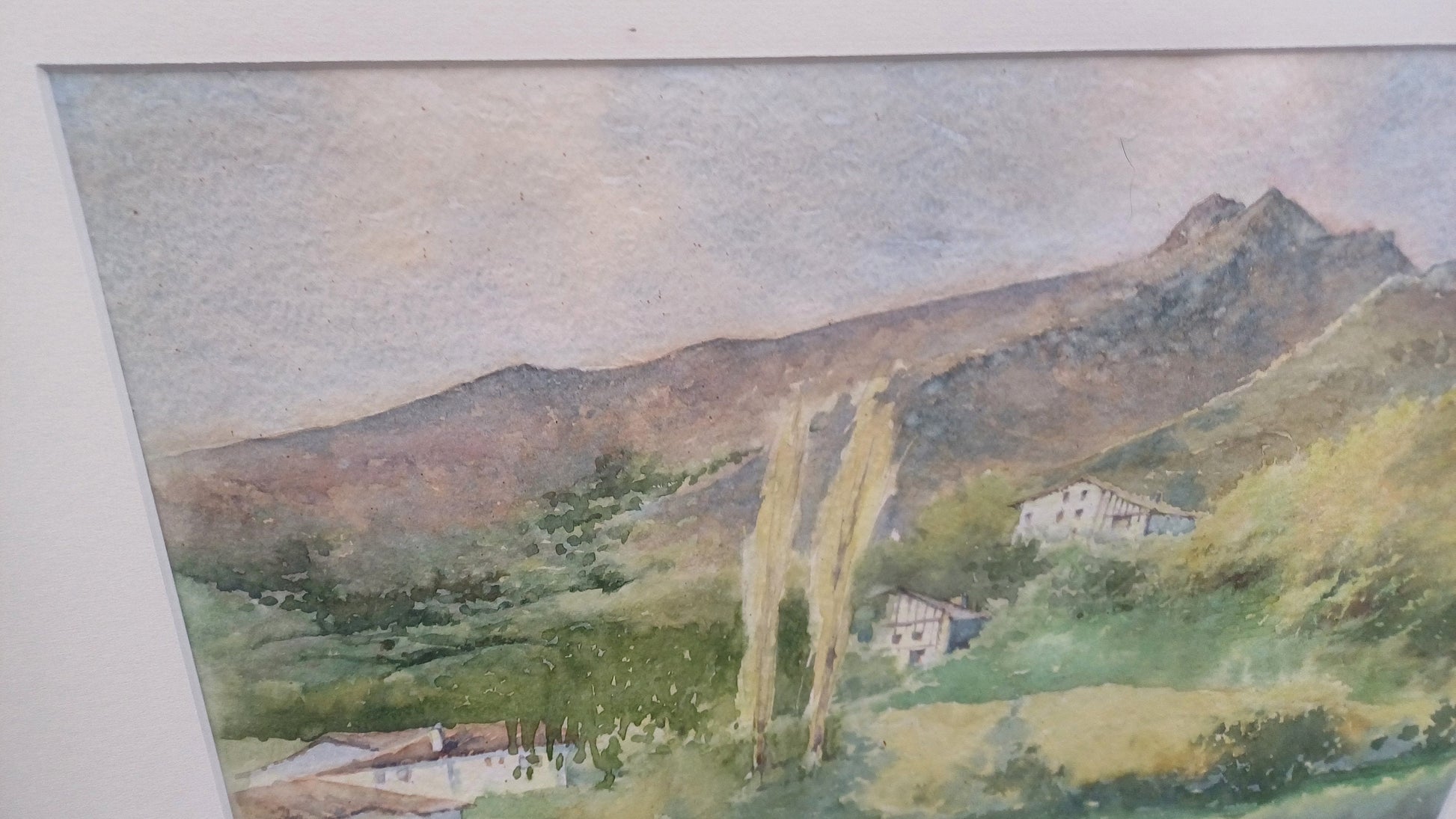 Superb Signed Large Watercolour Print Manuel Susperregui Gold Wooden Glazed Frame.