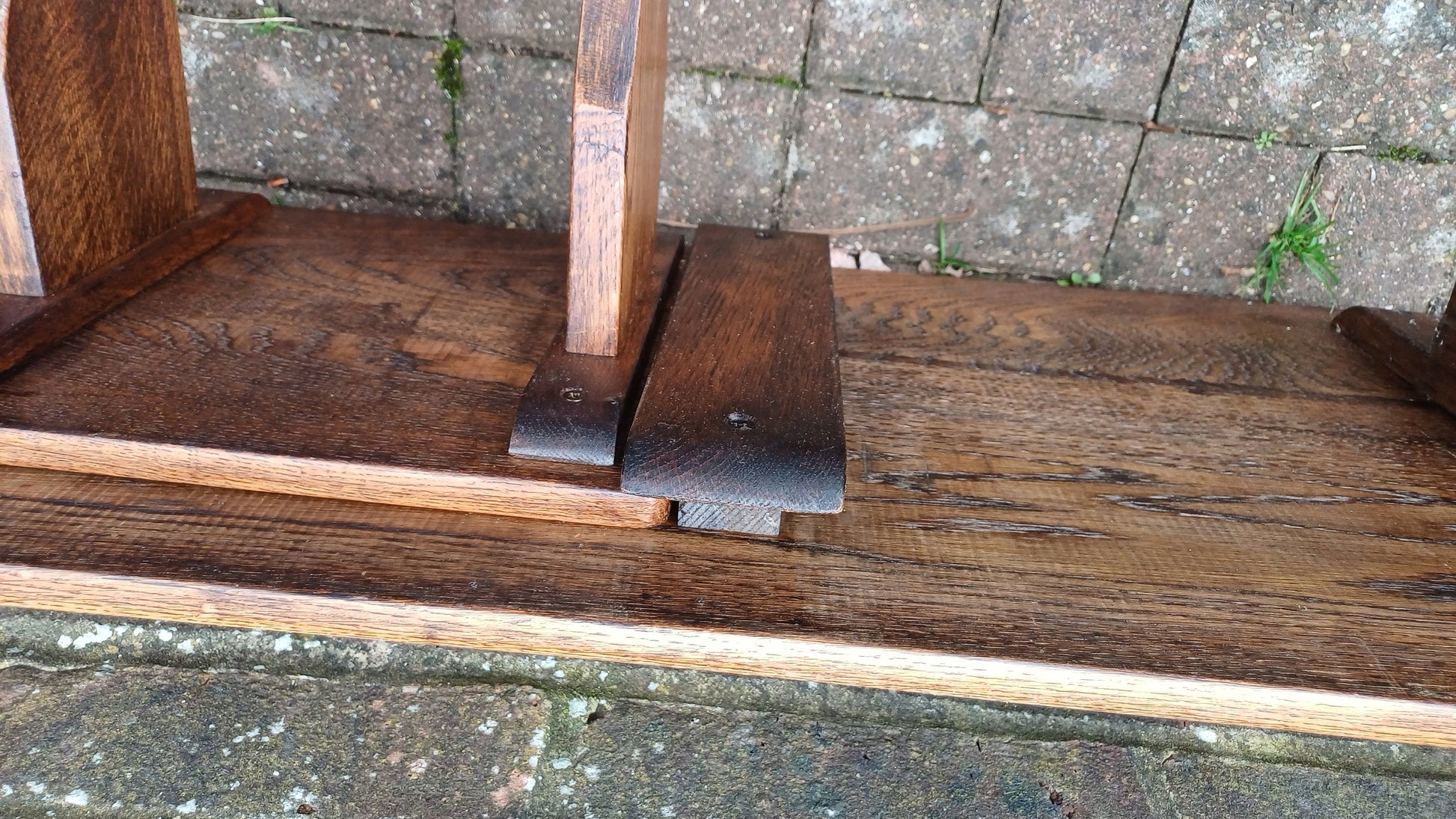 Set of Three Nesting Solid Oak Coffee Side Occasional Tables.
