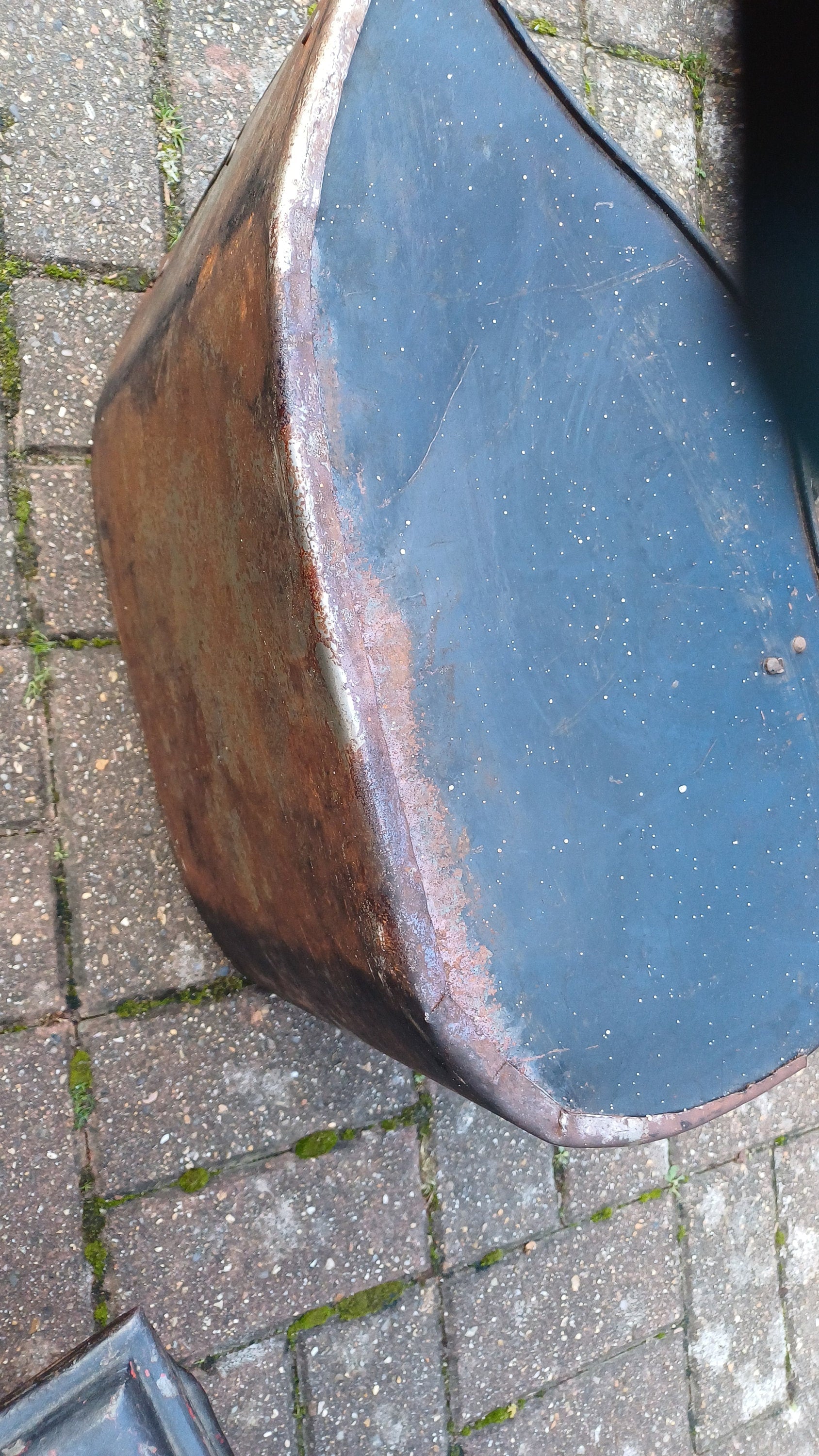 Stunning Painted Black Late Victorian Central European Coal Scuttle Dog Motif with Shovel