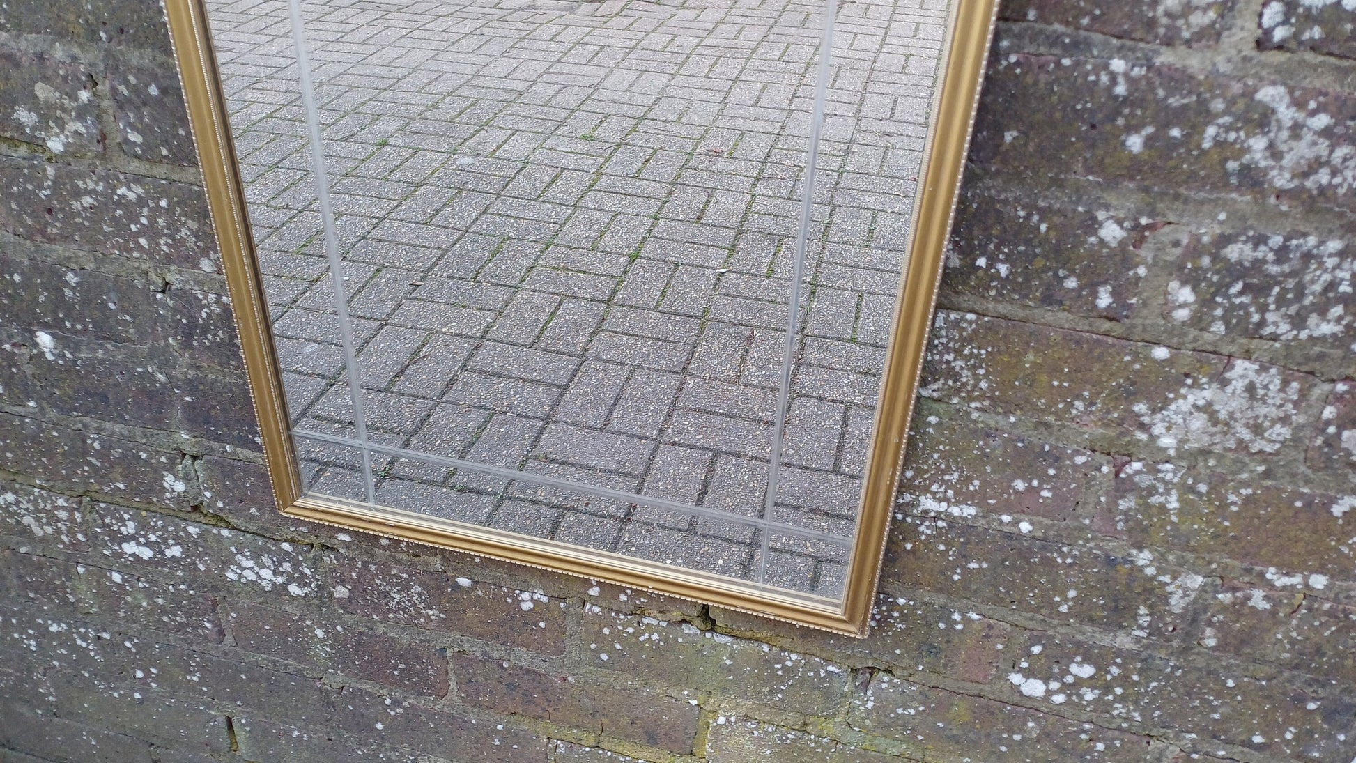 Large Classic 70's Gold Gilt Wall Mirror with Unusual Internal Bevelled Glass