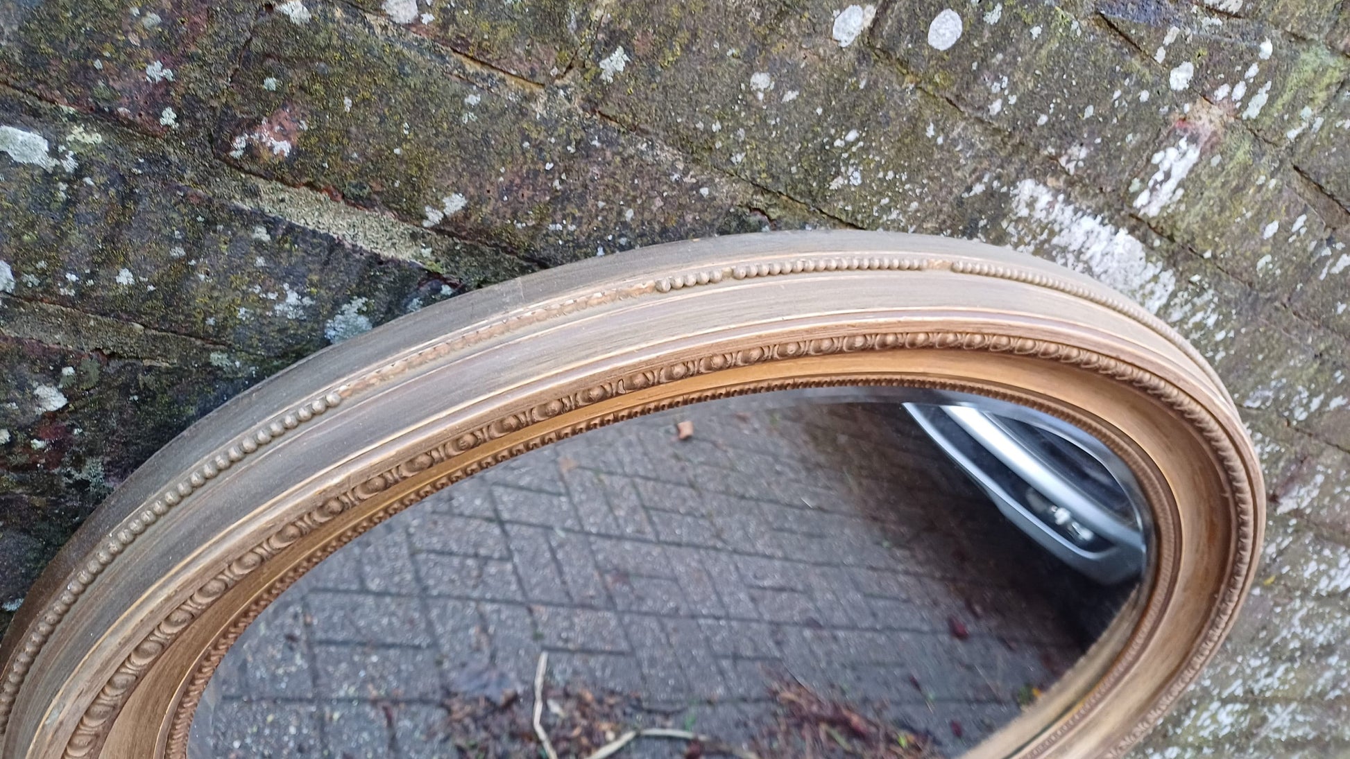 Huge Late Victorian Vintage Oval Gold Gilt Wall Mirror