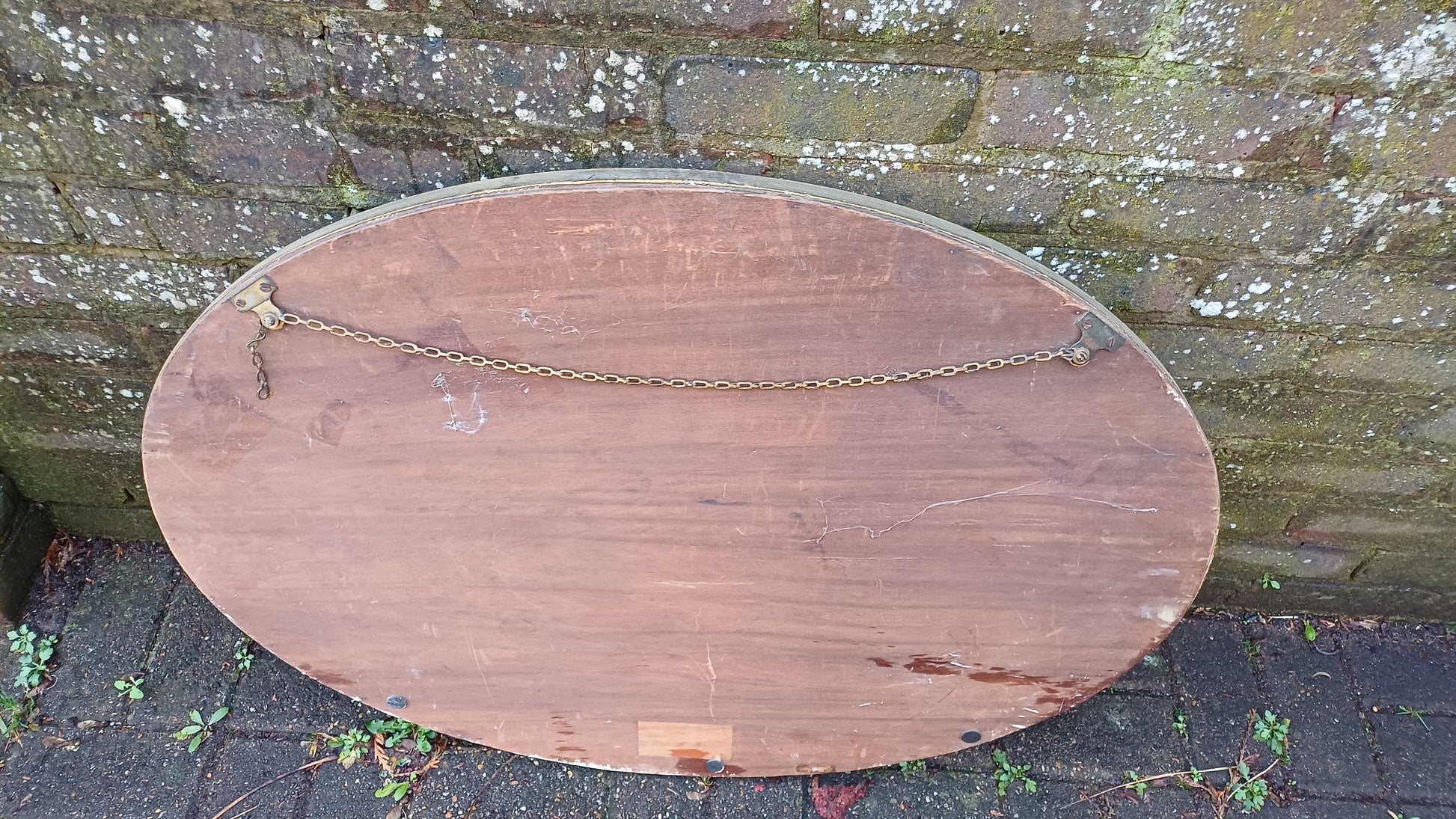 Huge Late Victorian Vintage Oval Gold Gilt Wall Mirror