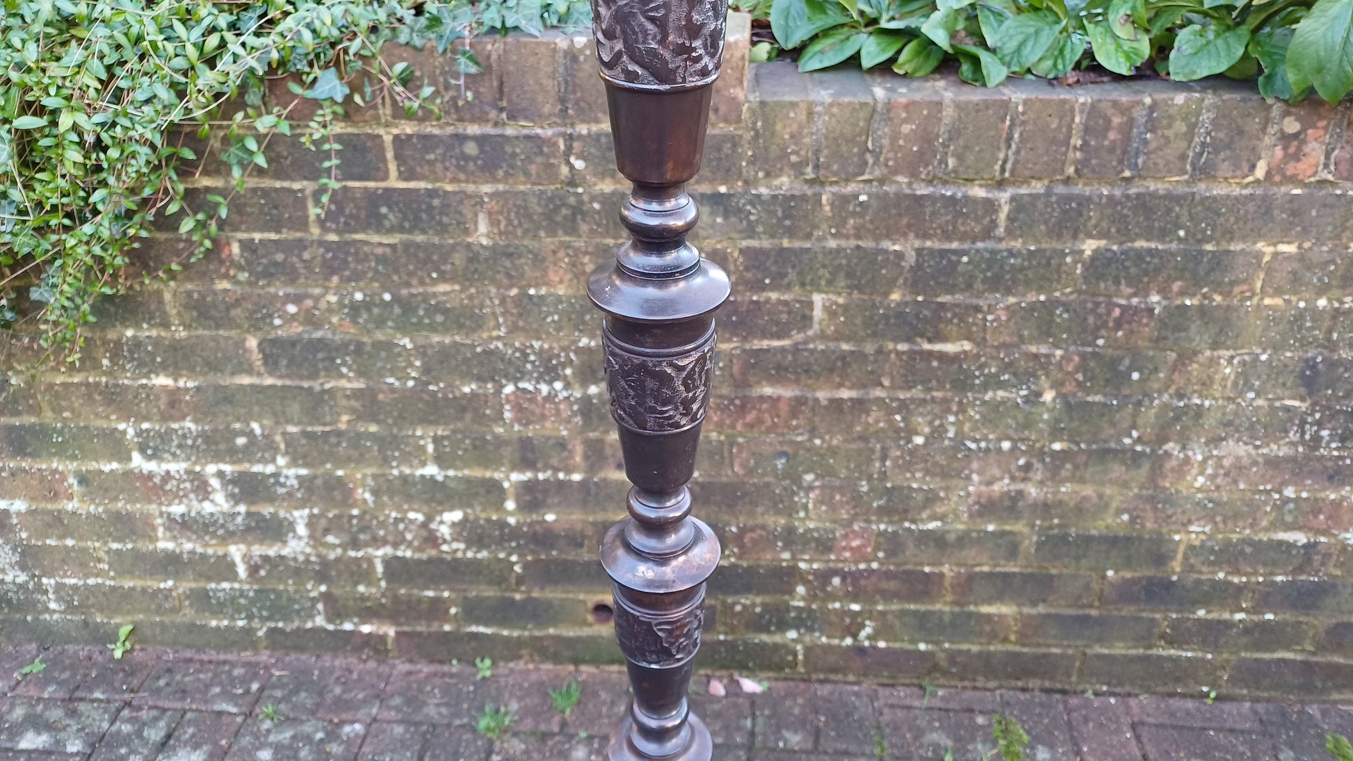 lOutstanding Unique Bronzed Effect Metal Standard Lamp. Intriguing Carved Effect Dragon and Bird of Paradise Oriental.