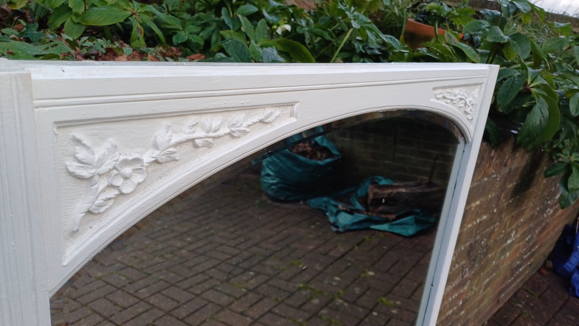 Huge Vintage Painted Mahogany Over Mantel Late Victorian in Farrow and Ball Wimborne White.