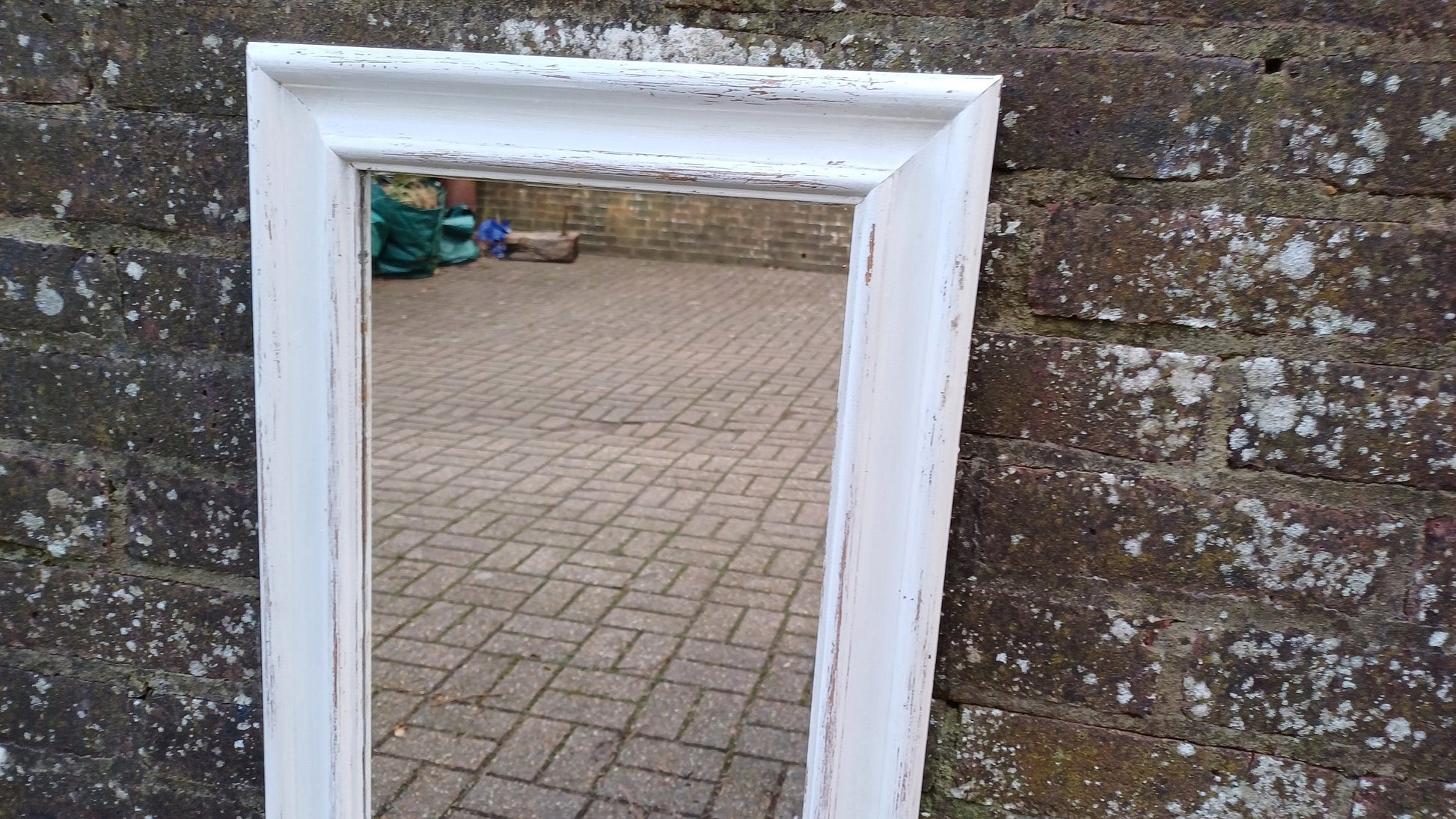Stunning Vintage Painted Wooden Mirror in Farrow and Ball