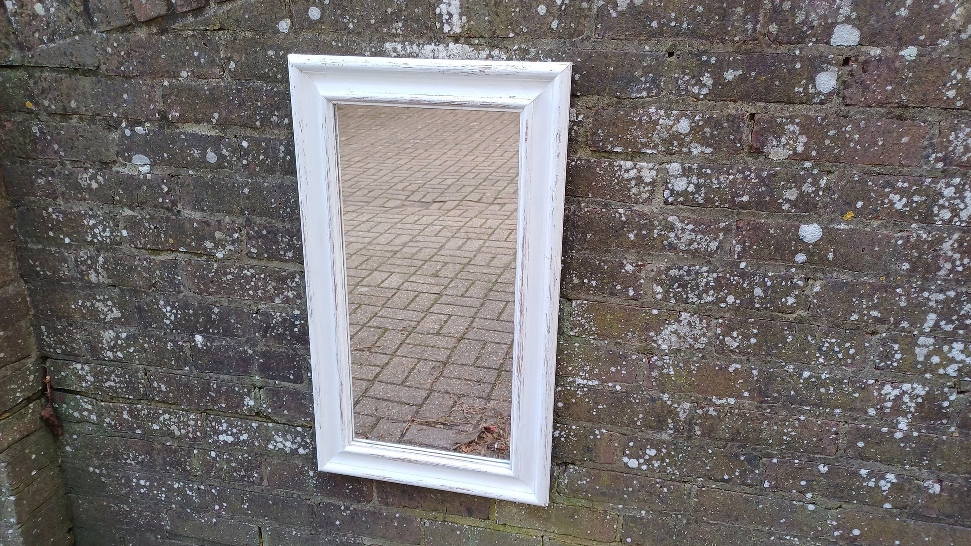 Stunning Vintage Painted Wooden Mirror in Farrow and Ball