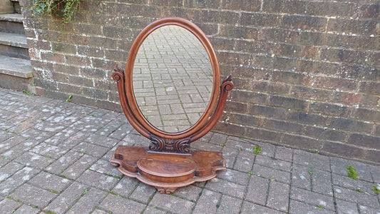 Huge Outstanding Vintage Oval Victorian Dressing Table Mirror.