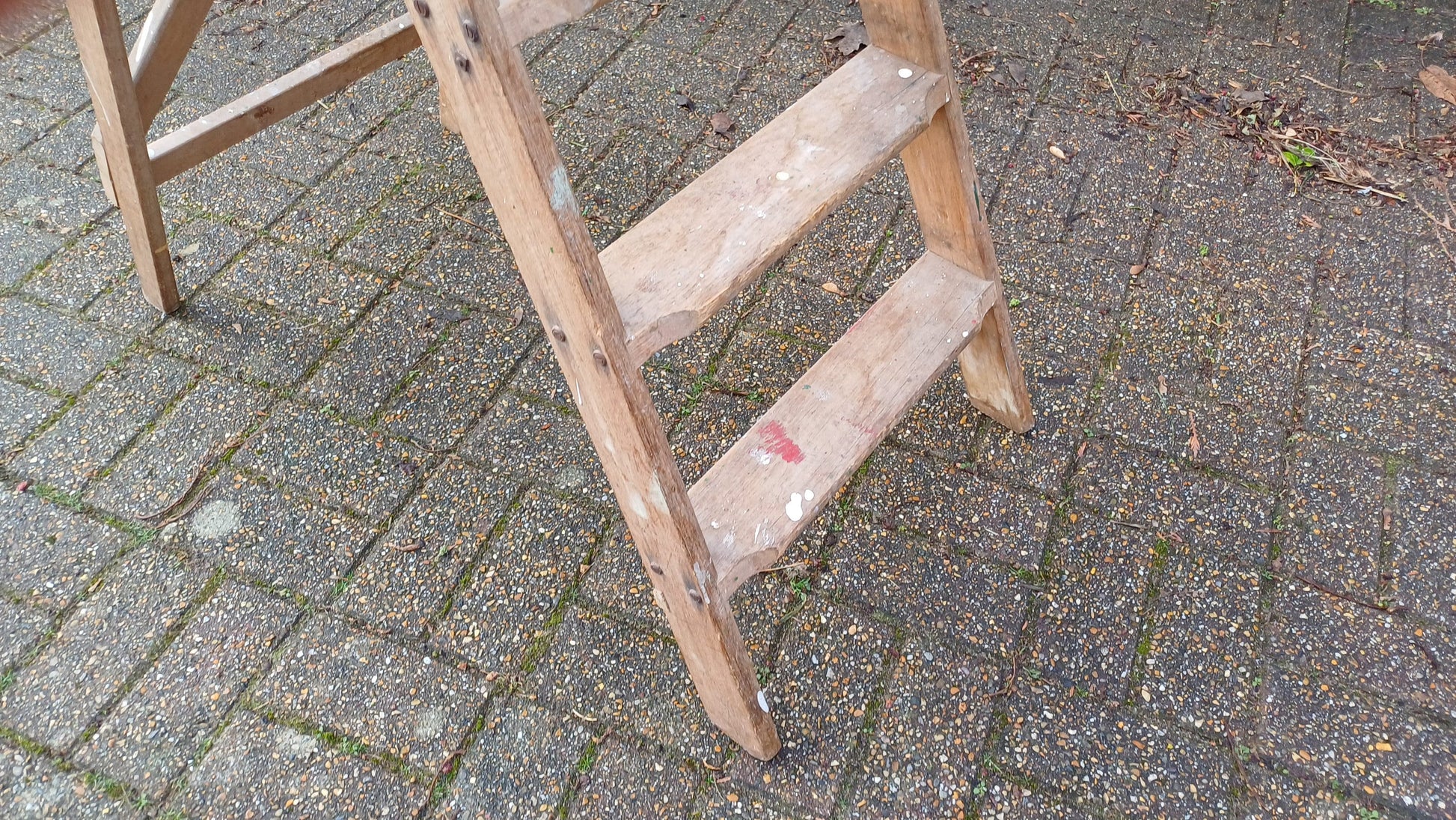 Characterful Vintage Folding Fold Away Wooden Step Ladder.