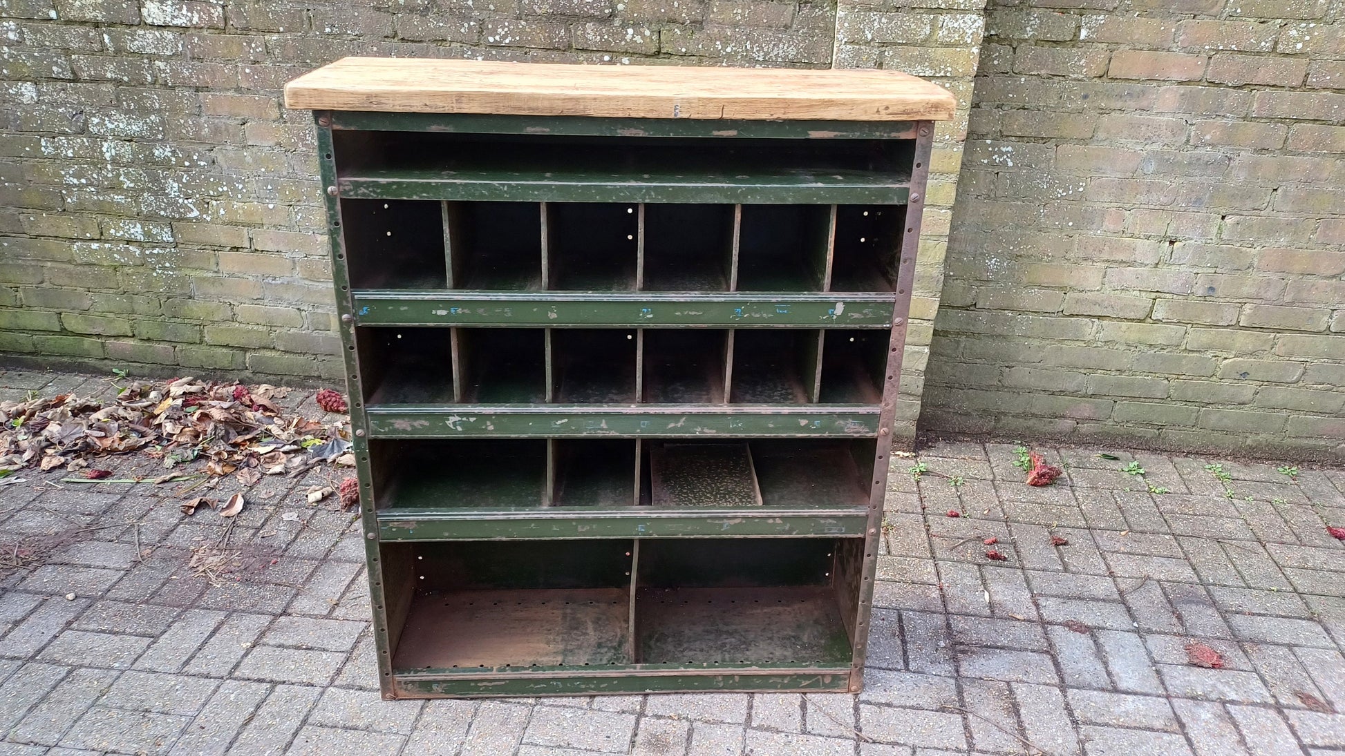 Vintage Industrial Painted Cubby Holes Shelves Storage Artisan