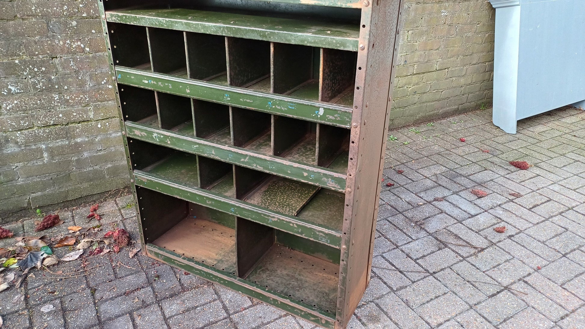 Vintage Industrial Painted Cubby Holes Shelves Storage Artisan