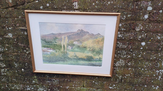 Superb Signed Large Watercolour Print Manuel Susperregui Gold Wooden Glazed Frame.