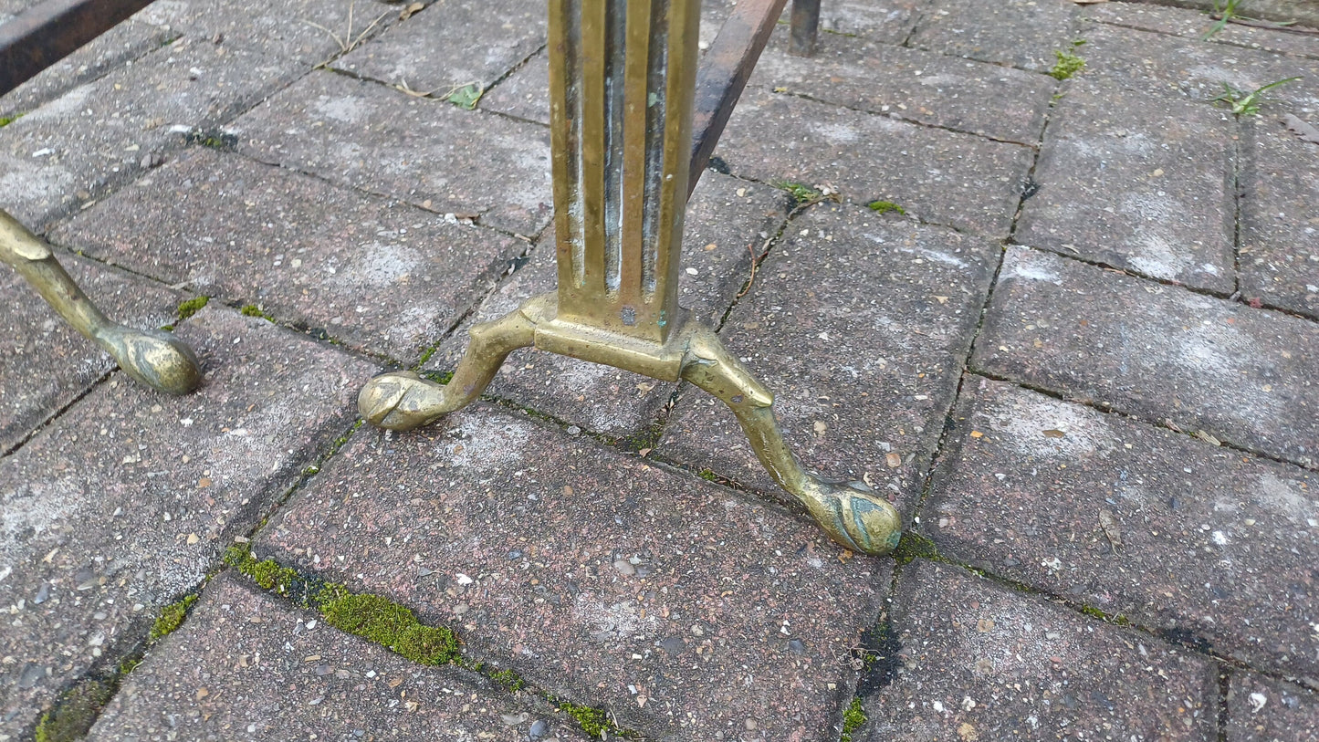 Pair of Vintage Brass and Iron Fire Dogs