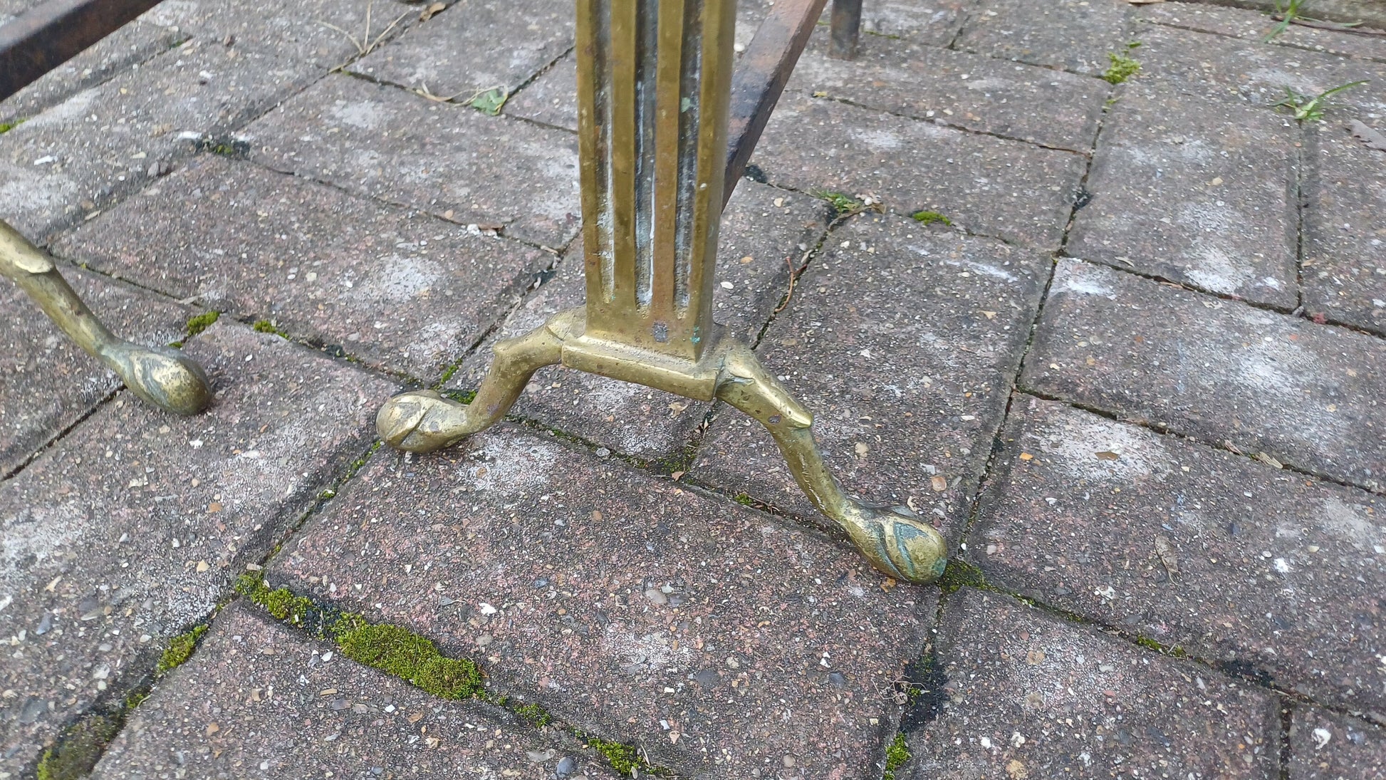 Pair of Vintage Brass and Iron Fire Dogs