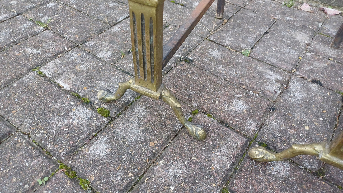 Pair of Vintage Brass and Iron Fire Dogs