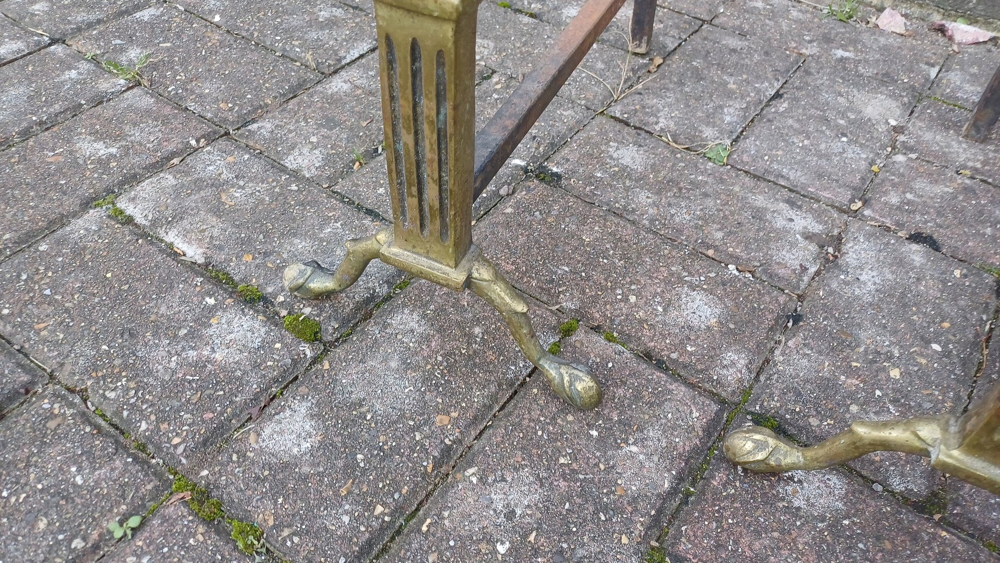 Pair of Vintage Brass and Iron Fire Dogs