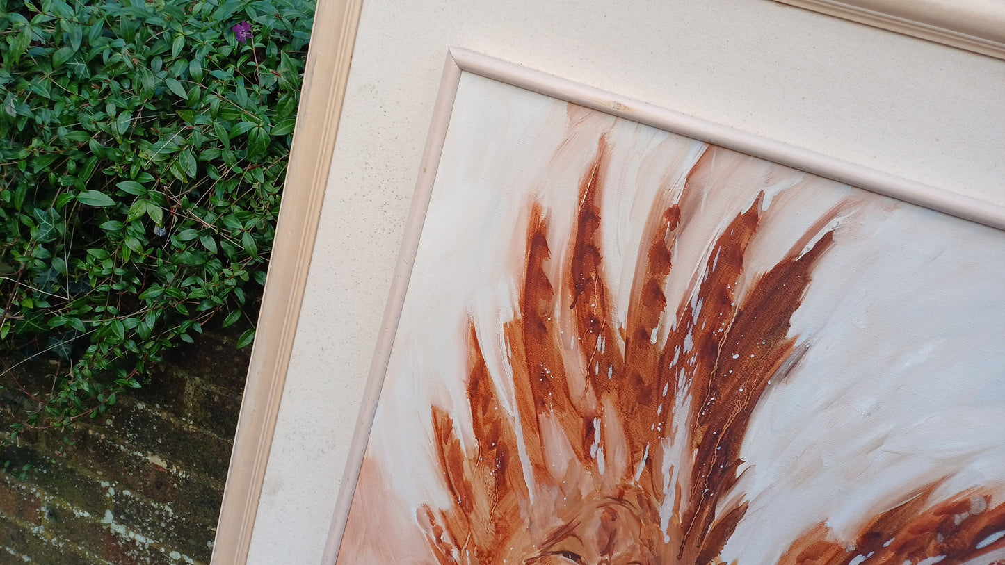 Huge Statement Piece Vintage 1987 Oil Acrylic Native American Nestled Within the Wings of an Eagle Myths and Legends