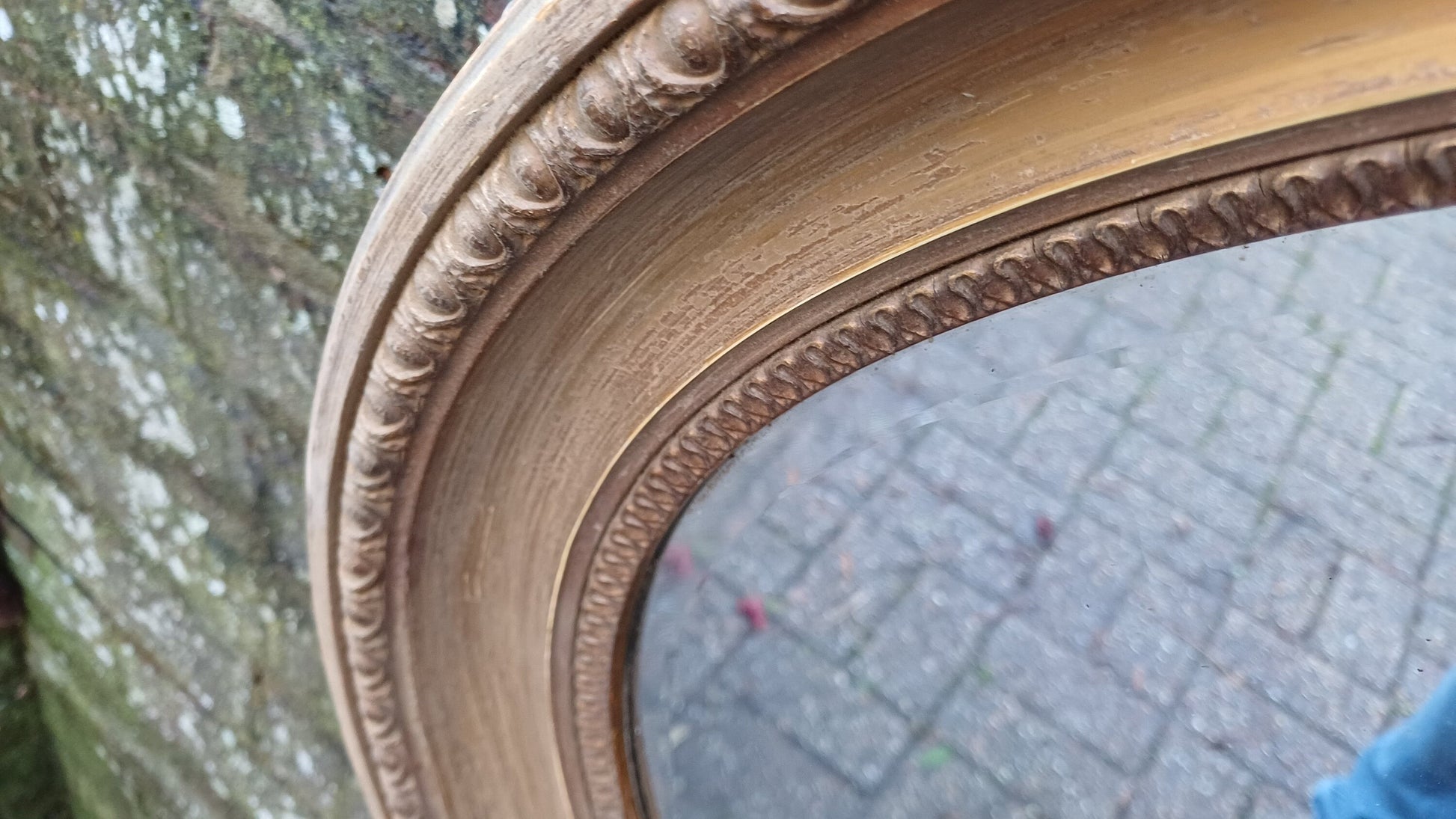 Huge Late Victorian Vintage Oval Gold Gilt Wall Mirror