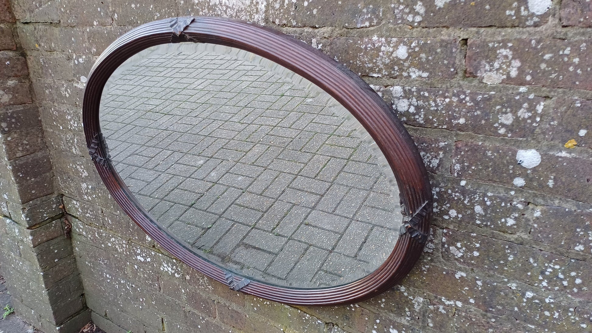 Massive Top Quality Vintage Mahogany Fluted Decorative Wall Mirror Late Victorian.