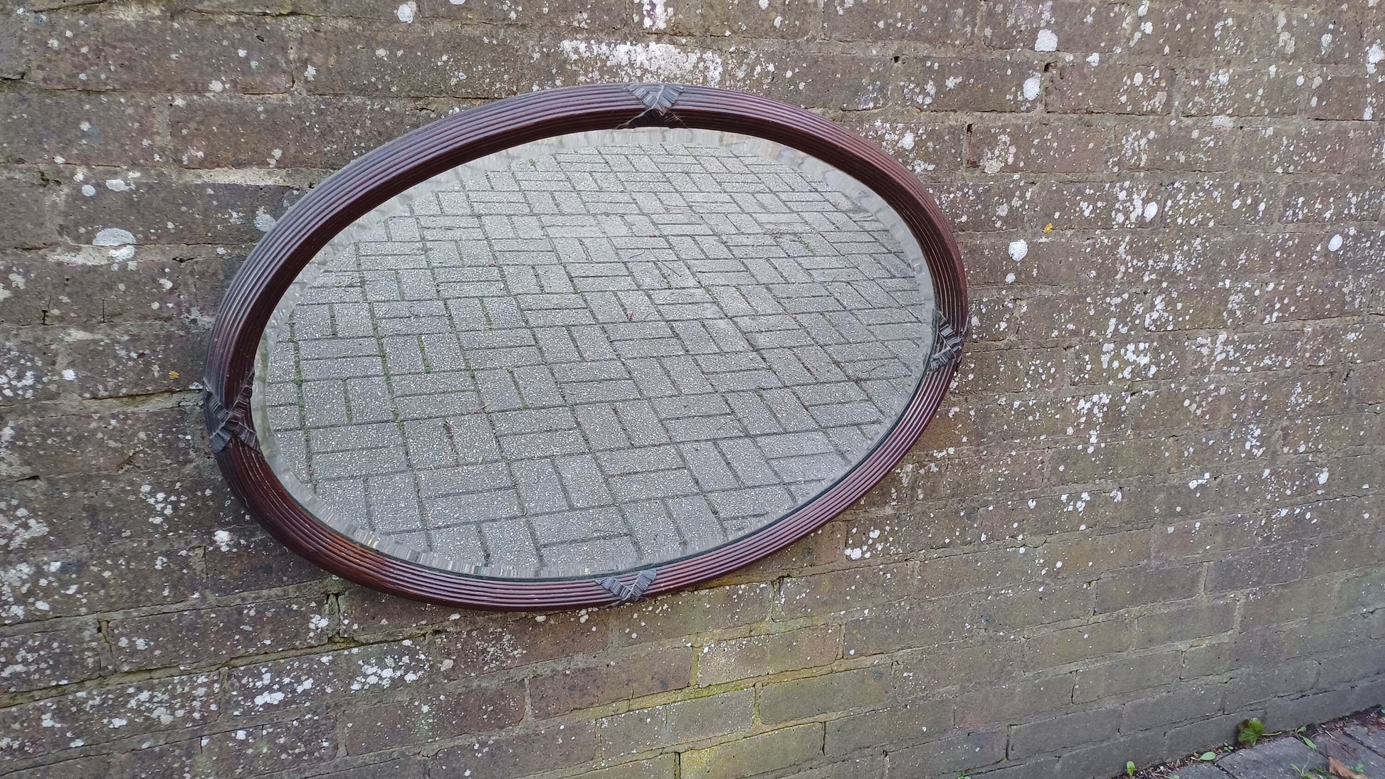 Massive Top Quality Vintage Mahogany Fluted Decorative Wall Mirror Late Victorian.