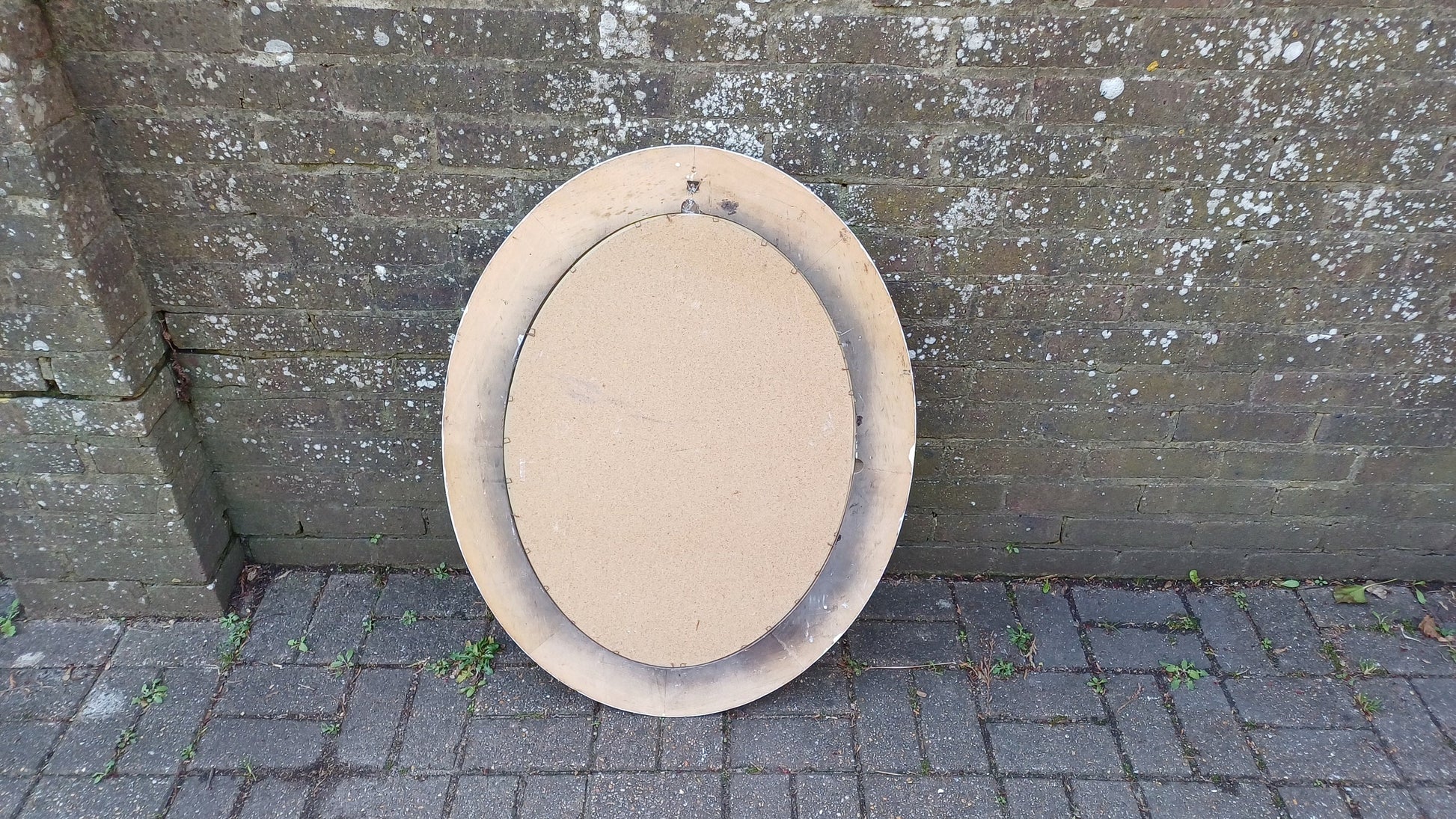 Large Vintage Unique Painted Shabby Chic Oval Mirror in Farrow and Ball Wimborne White 88 x 68 cm