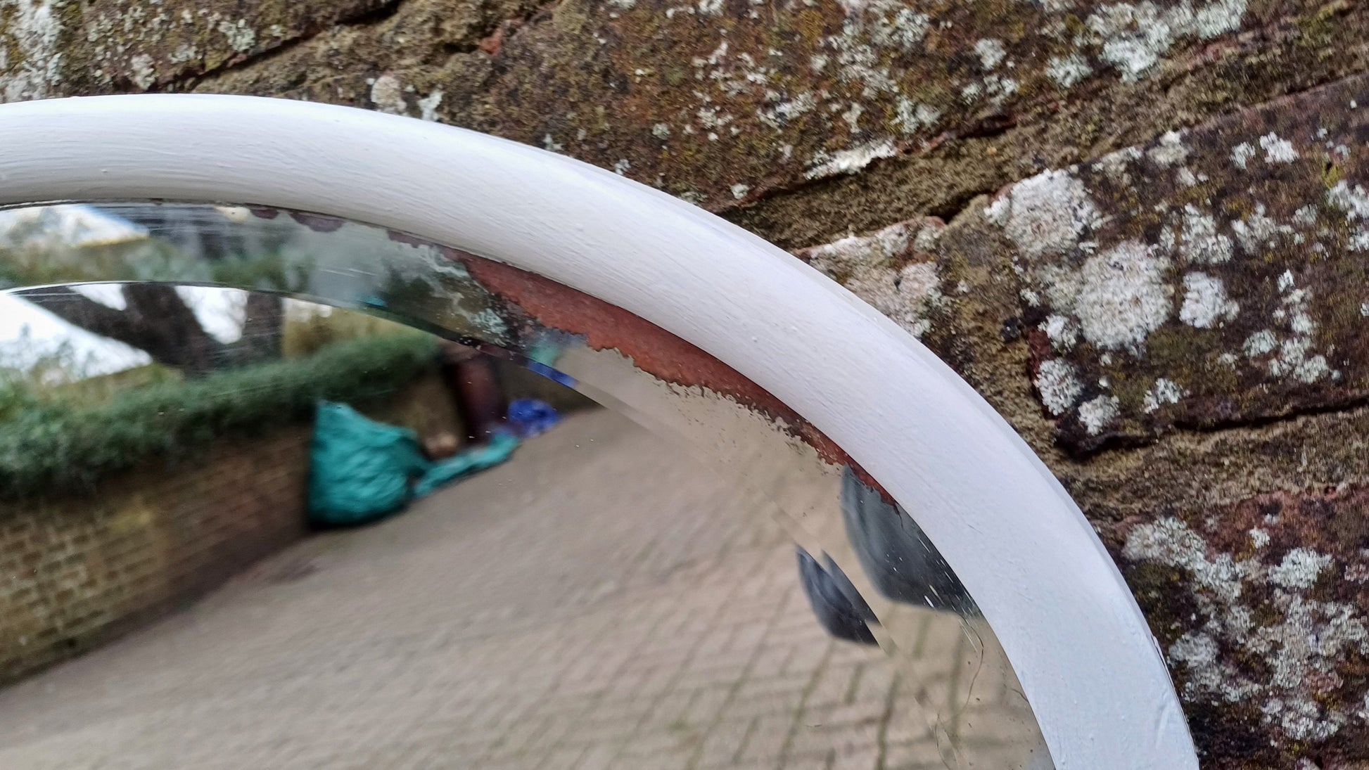 Large Vintage Unique Painted Shabby Chic Oval Mirror in Farrow and Ball Wimborne White