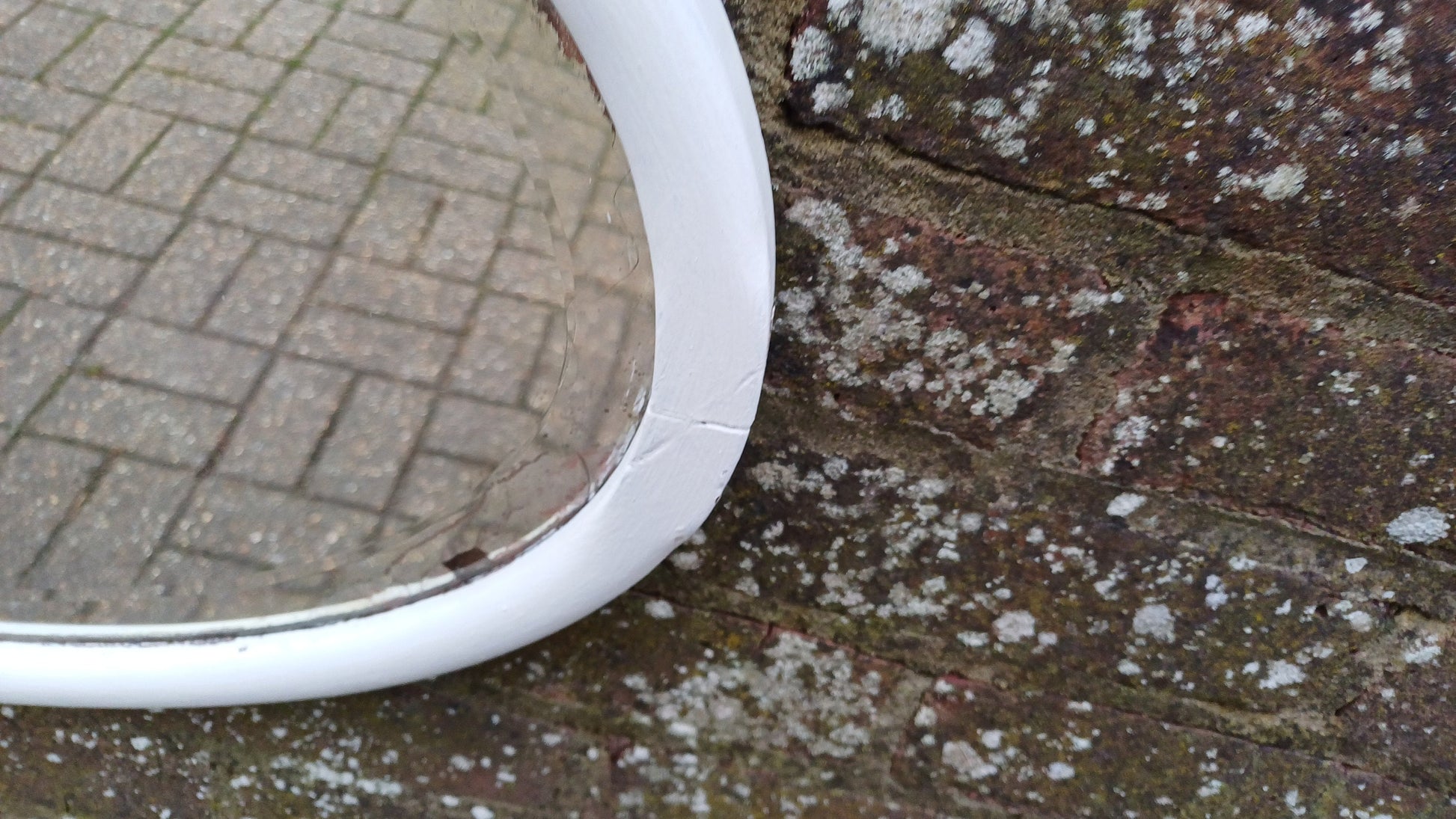 Large Vintage Unique Painted Shabby Chic Oval Mirror in Farrow and Ball Wimborne White