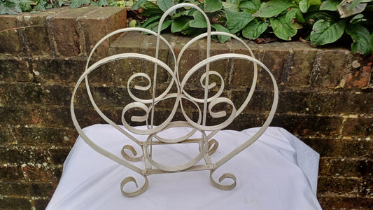 Delightful Vintage Magazine Newspaper Rack - Retro Mid Century - curls and heart shaped?