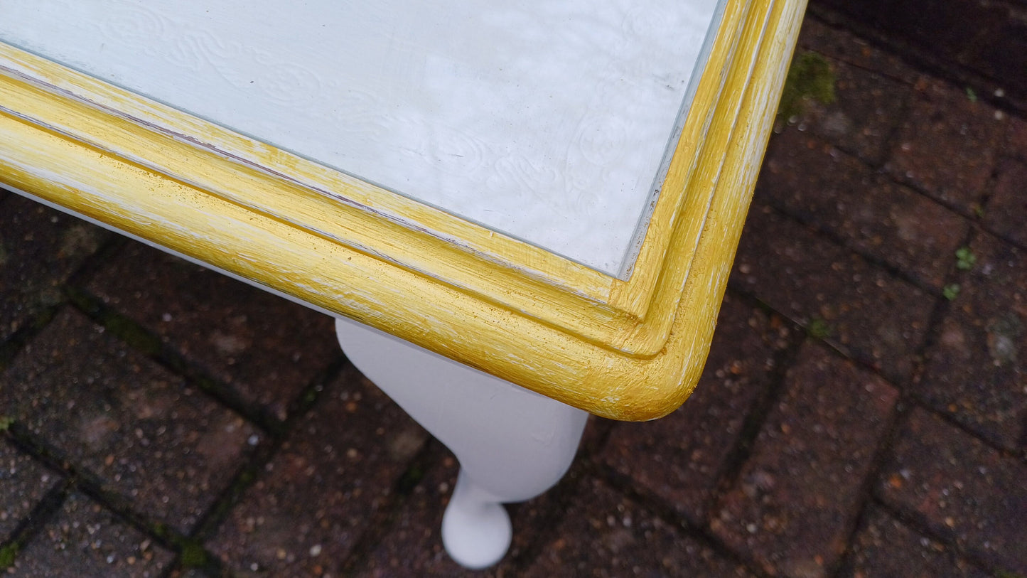Vintage Painted Glass Top Coffee Table in Farrow and Ball Wimborne White