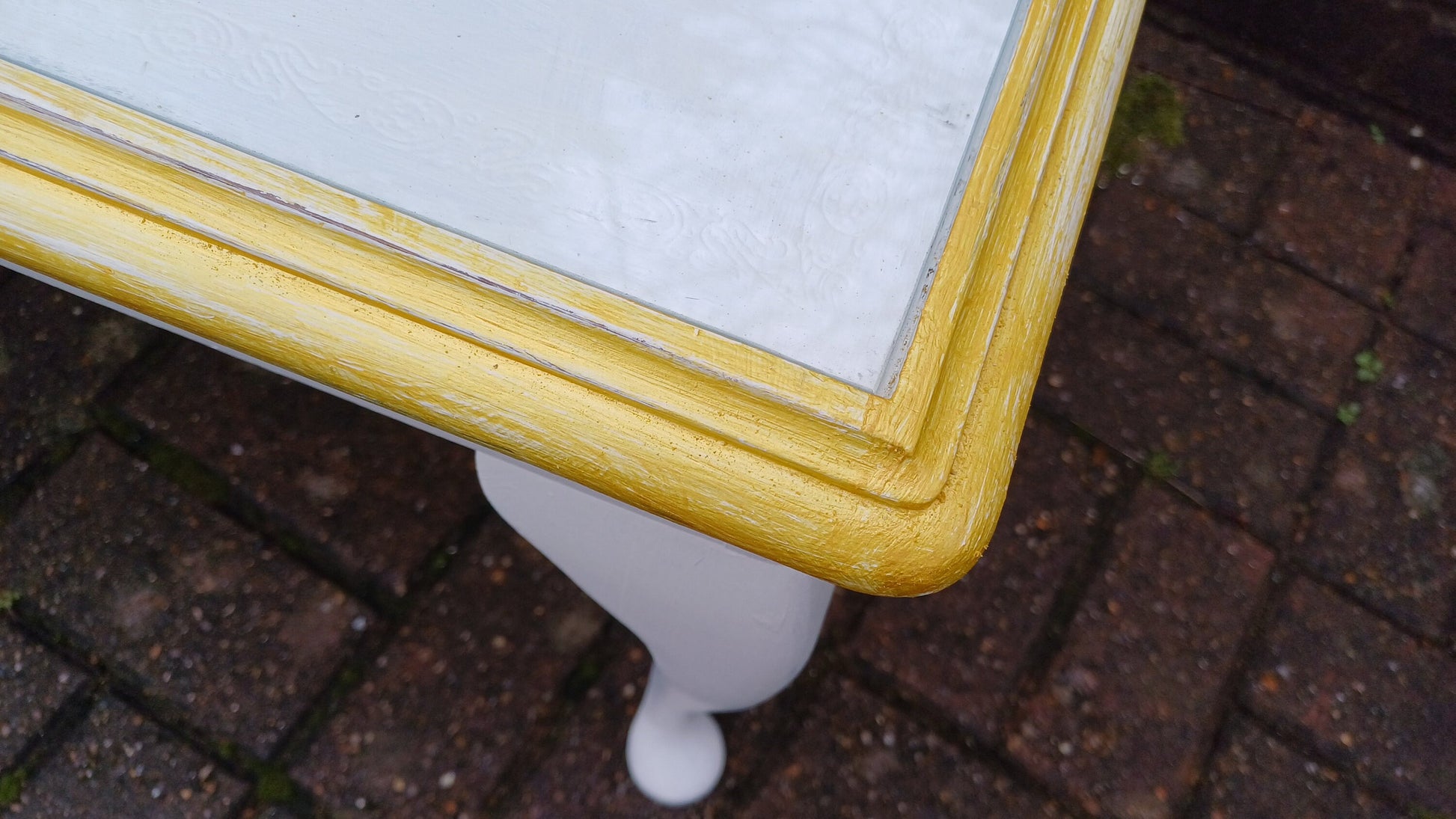 Vintage Painted Glass Top Coffee Table in Farrow and Ball Wimborne White