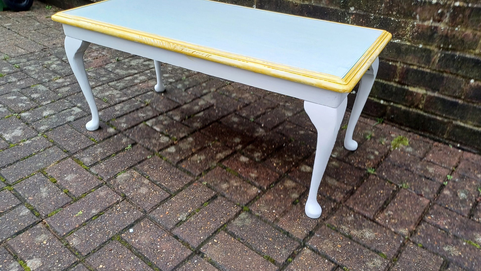 Vintage Painted Glass Top Coffee Table in Farrow and Ball Wimborne White