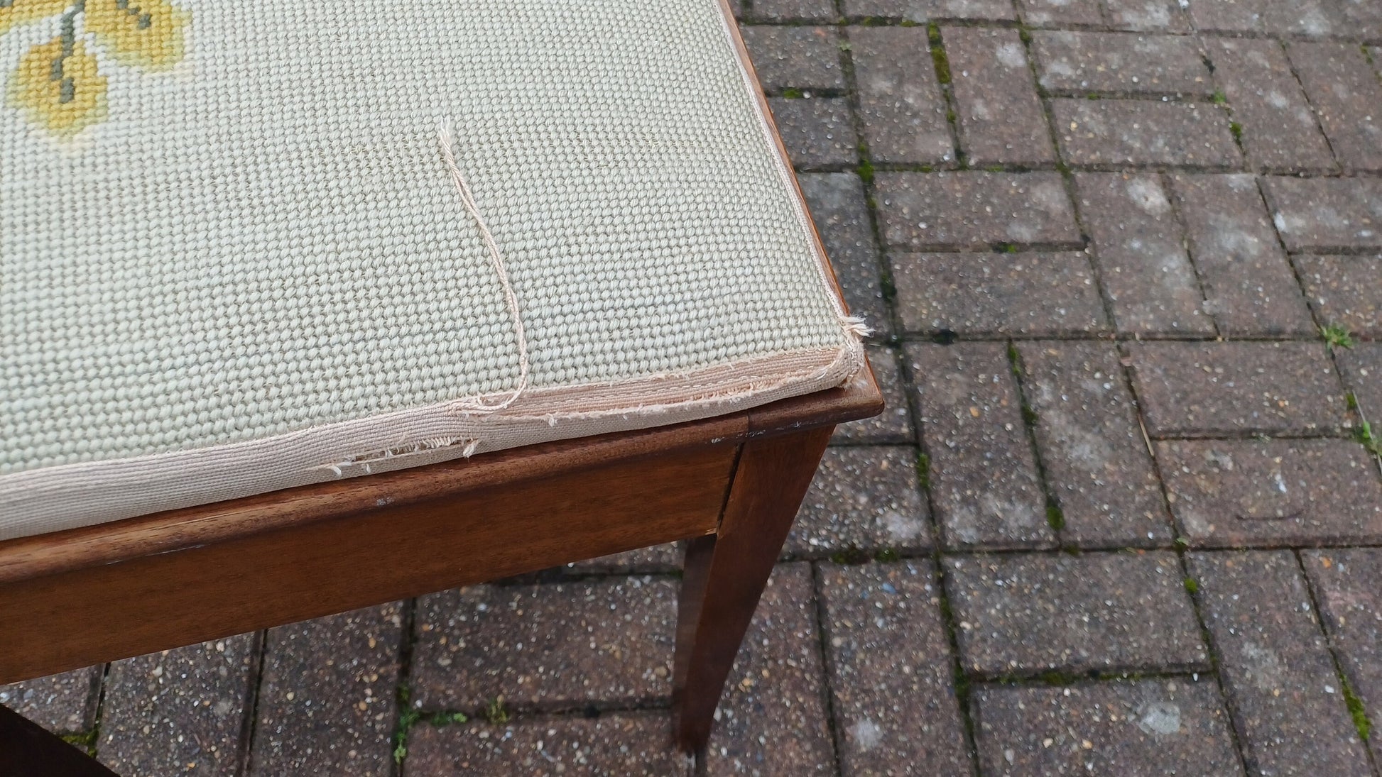 Vintage Sturdy Mahogany Double Piano Stool with Storage Compartment Tapestry Seat.