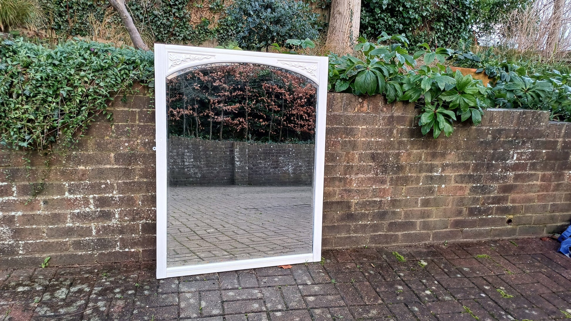 Huge Vintage Painted Mahogany Over Mantel Late Victorian in Farrow and Ball Wimborne White.