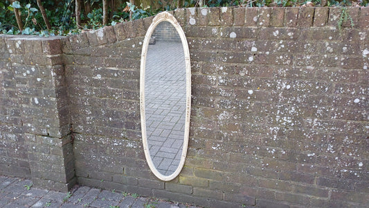 Vintage Tall Oval Decorative Painted Mirror