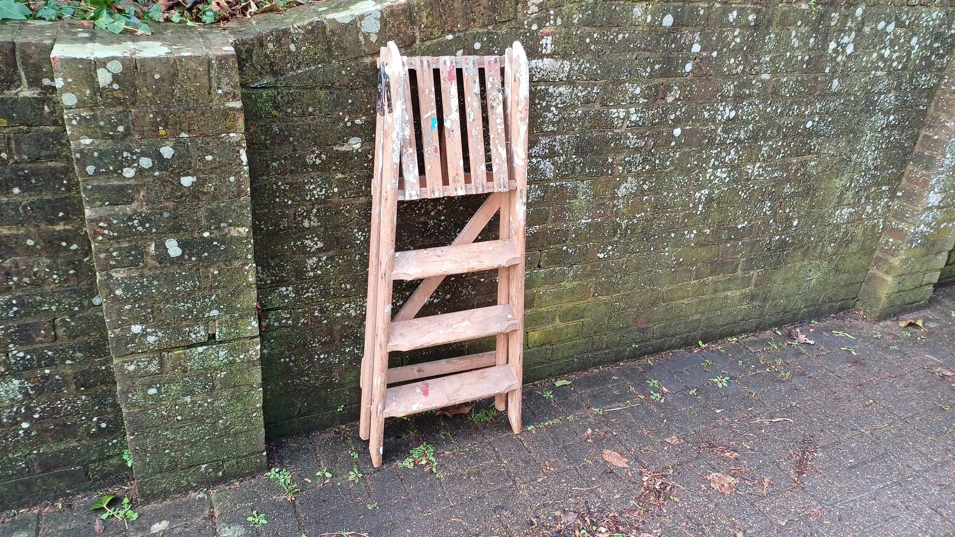 Characterful Vintage Folding Fold Away Wooden Step Ladder.