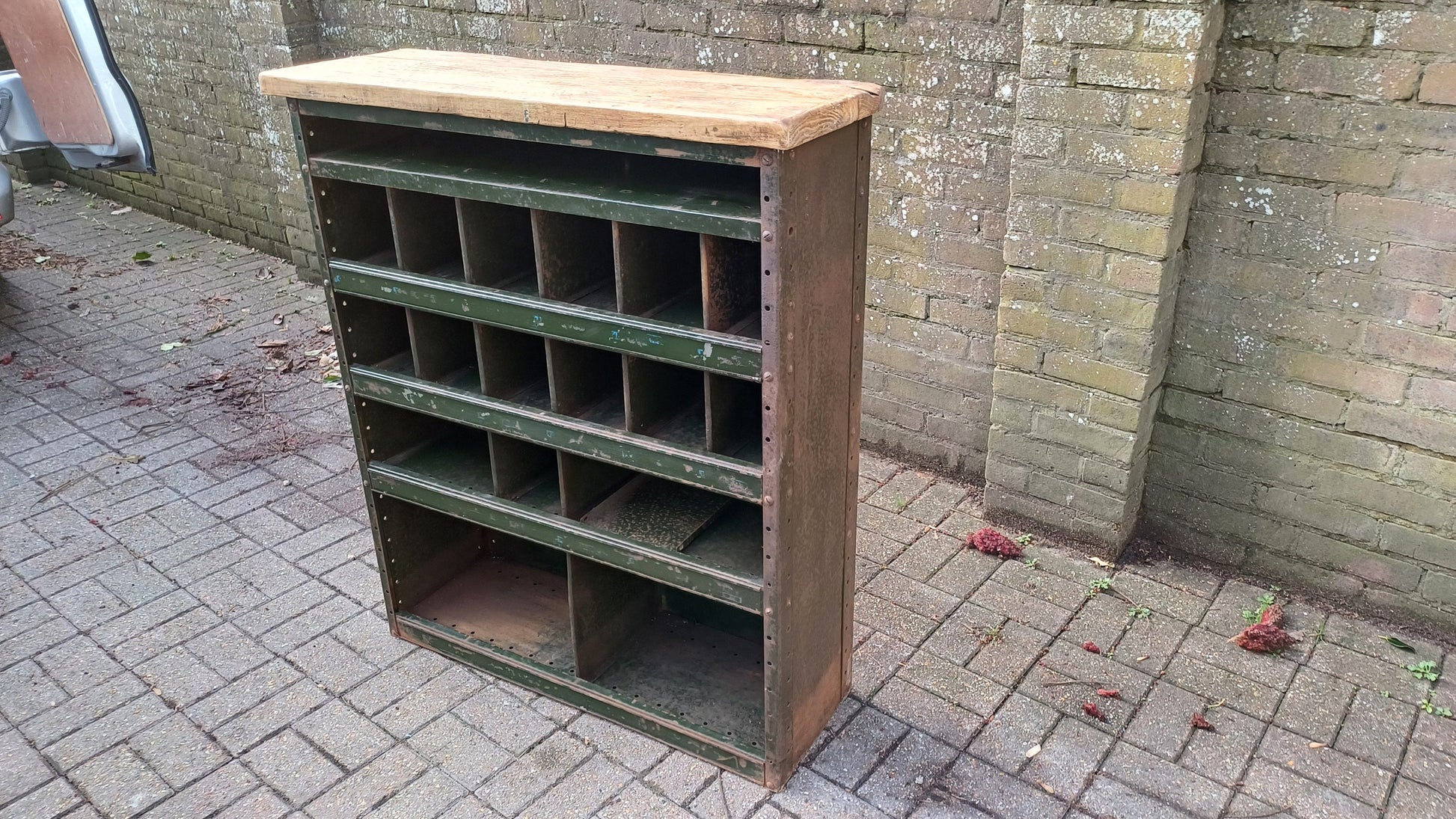 Vintage Industrial Painted Cubby Holes Shelves Storage Artisan