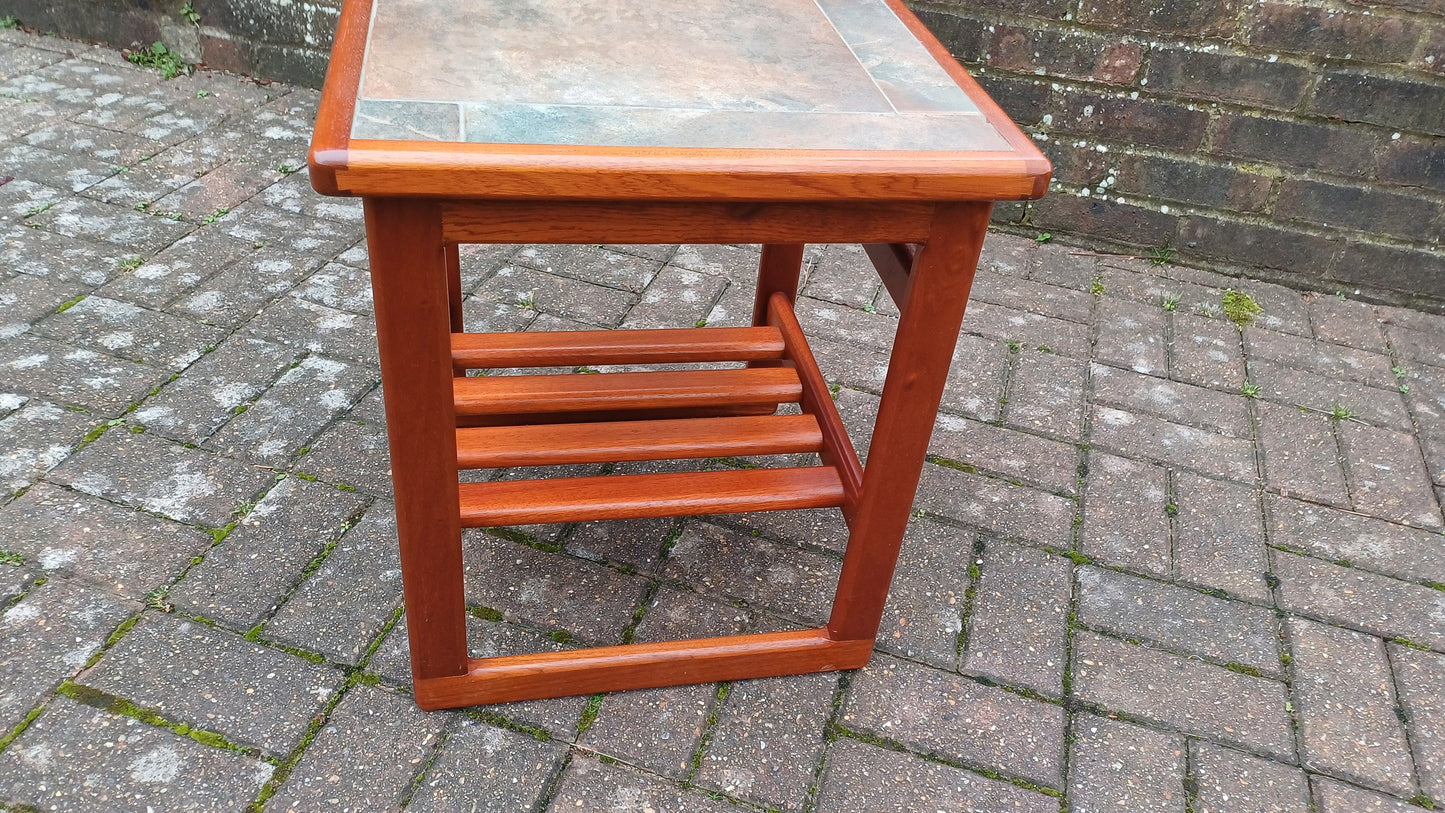 Superb Retro Mahogany Coffee Side Table Stoneware Tile Top Near Mint Condition Square.