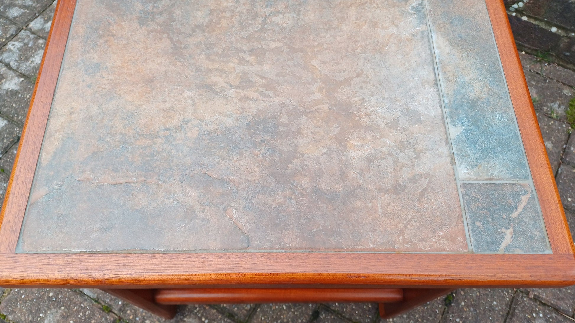 Superb Retro Mahogany Coffee Side Table Stoneware Tile Top Near Mint Condition Square.