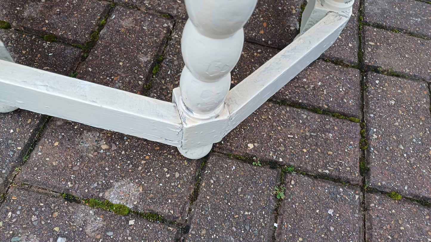 Vintage Solid Hardwood Painted Shabby Chic Coffee Table Bobbin Legs Distressed Finish