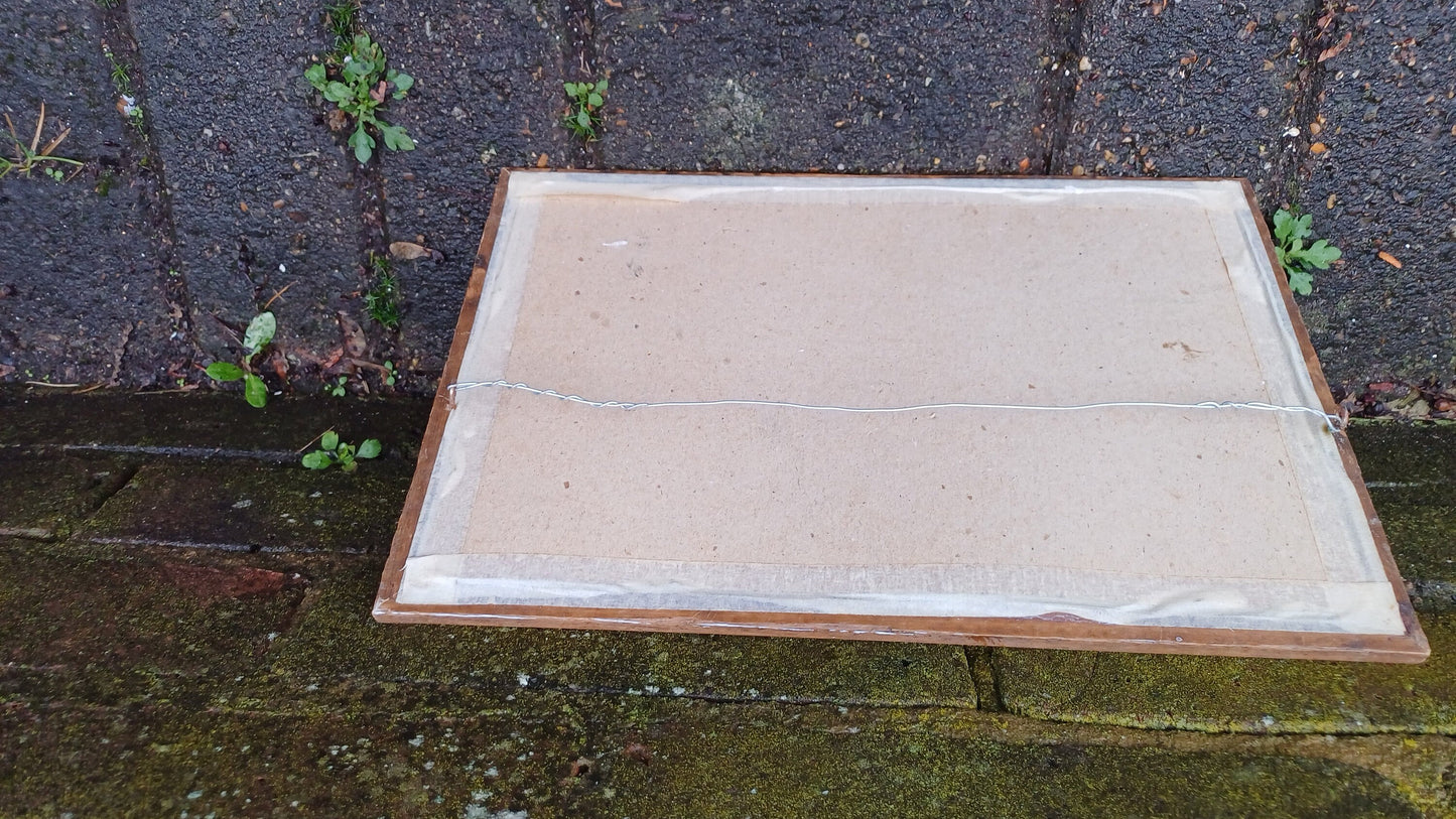 Classic 70s Retro 'The Red Baron' Richthofen Aeroplane WW1 Mirror. Wooden Frame.