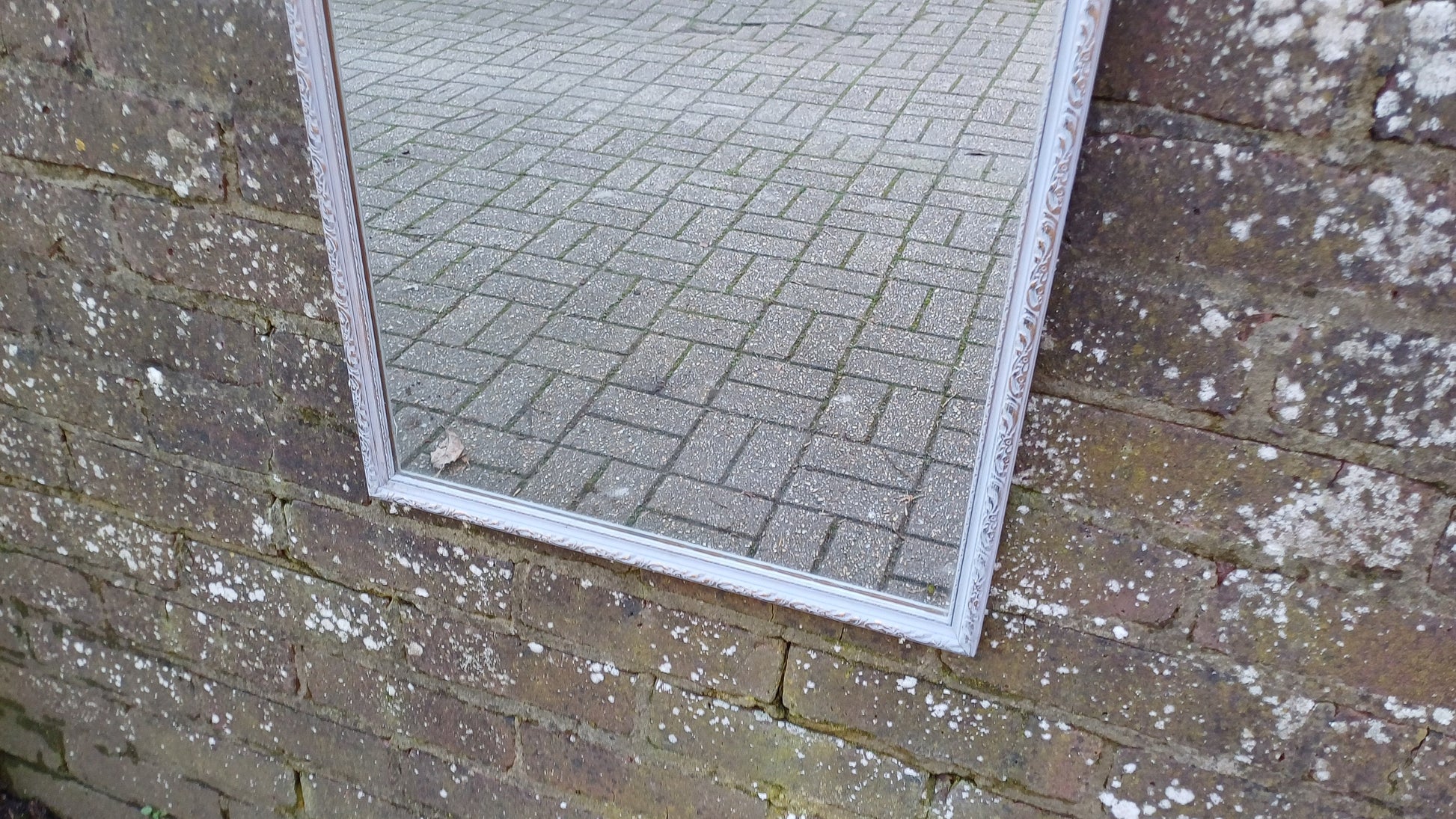 Stylish Vintage Hand Painted Retro Grey and Gold Wall Mirror Unique Bespoke