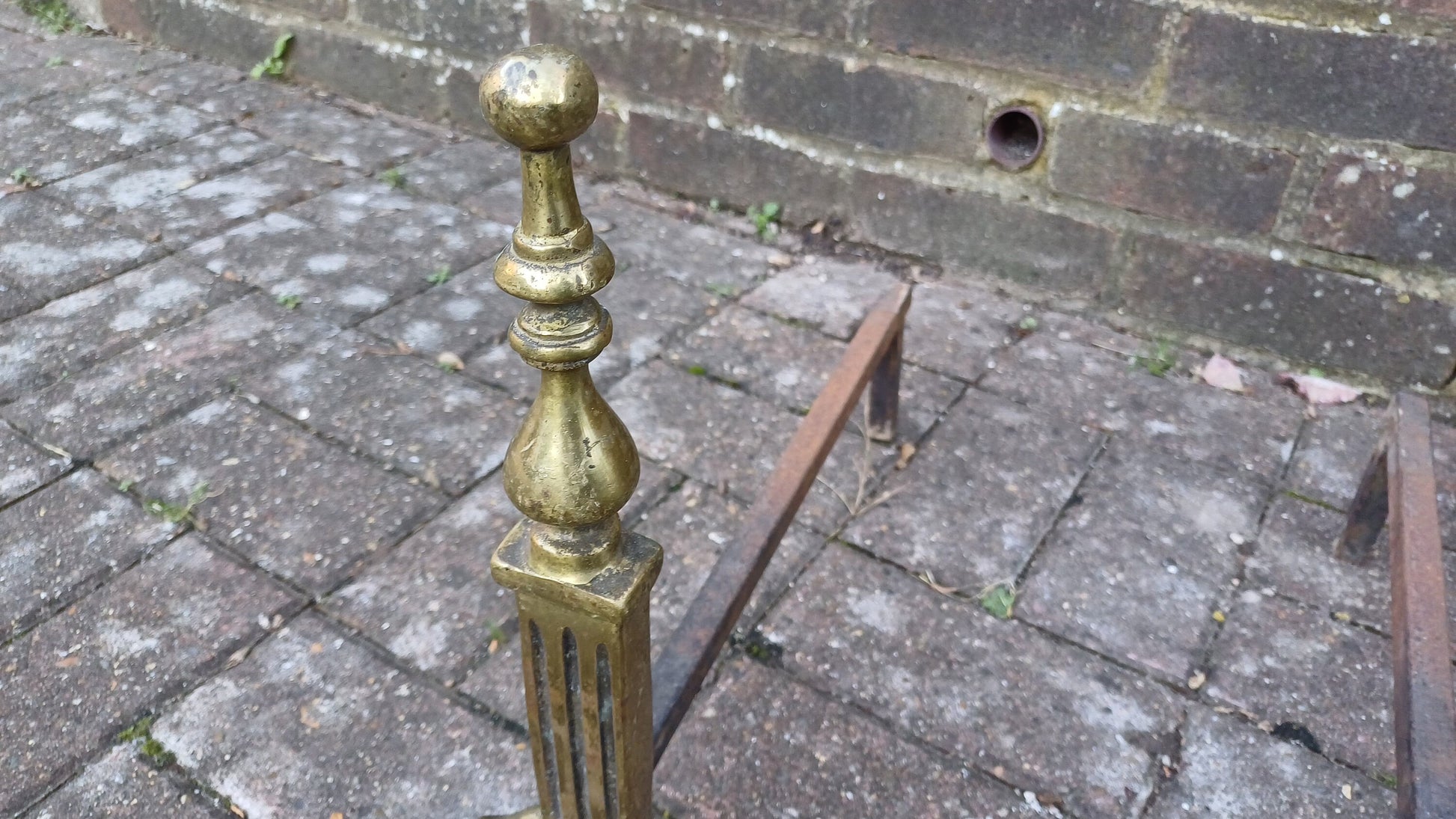 Pair of Vintage Brass and Iron Fire Dogs