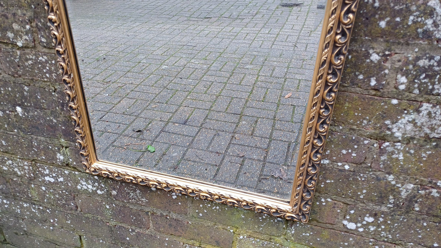 Vintage Ornate Large God Gilt and Black Mirror 70s