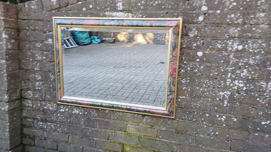 Large Classic 80’s Chic Floral Flower Decorative Mirror Bevelled Glass 88 x 63 cm