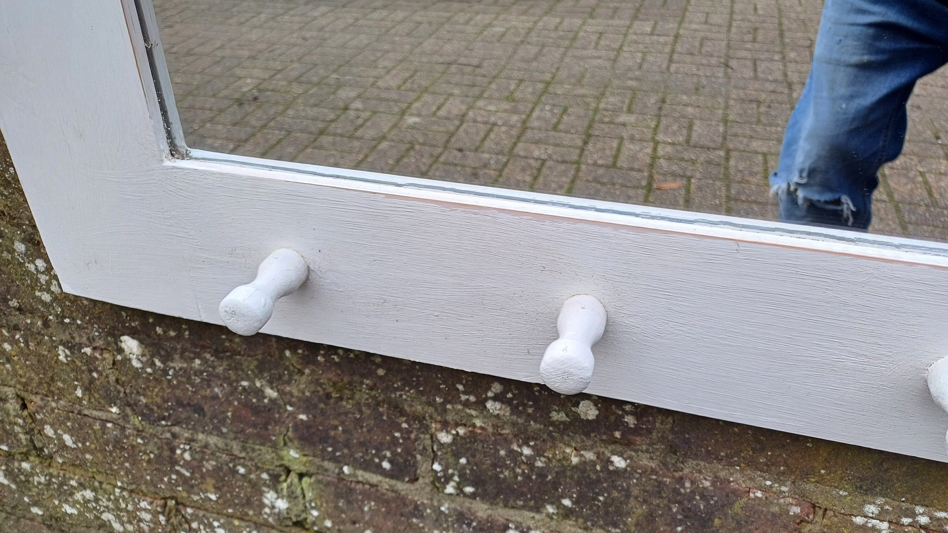 Vintage Painted Mirror with Hooks in Farrow and Ball Blackened