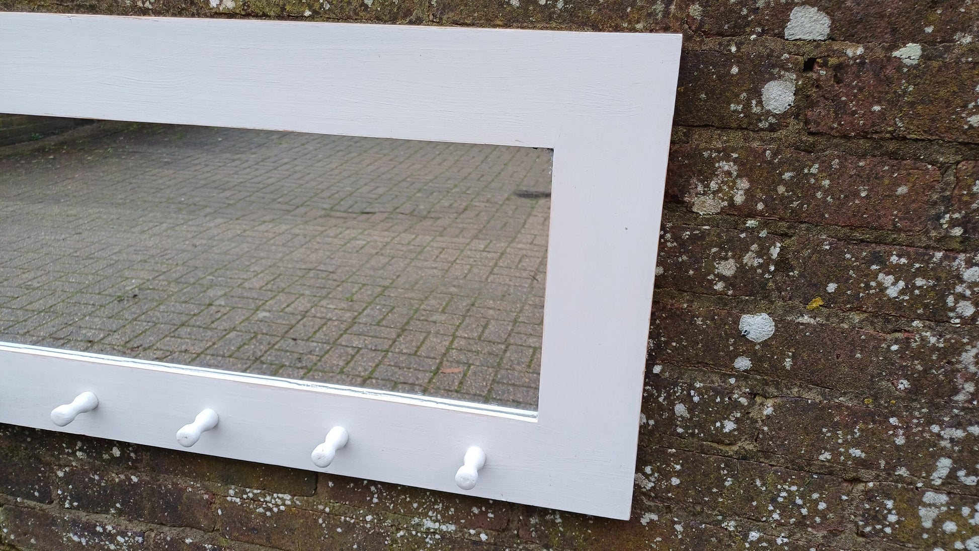 Vintage Painted Mirror with Hooks in Farrow and Ball Blackened