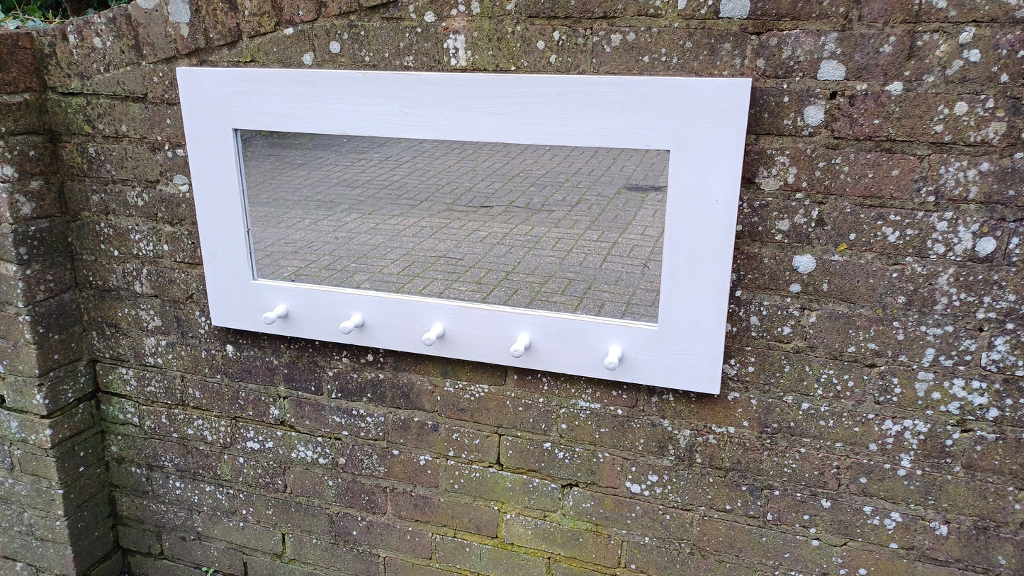 Vintage Painted Mirror with Hooks in Farrow and Ball Blackened