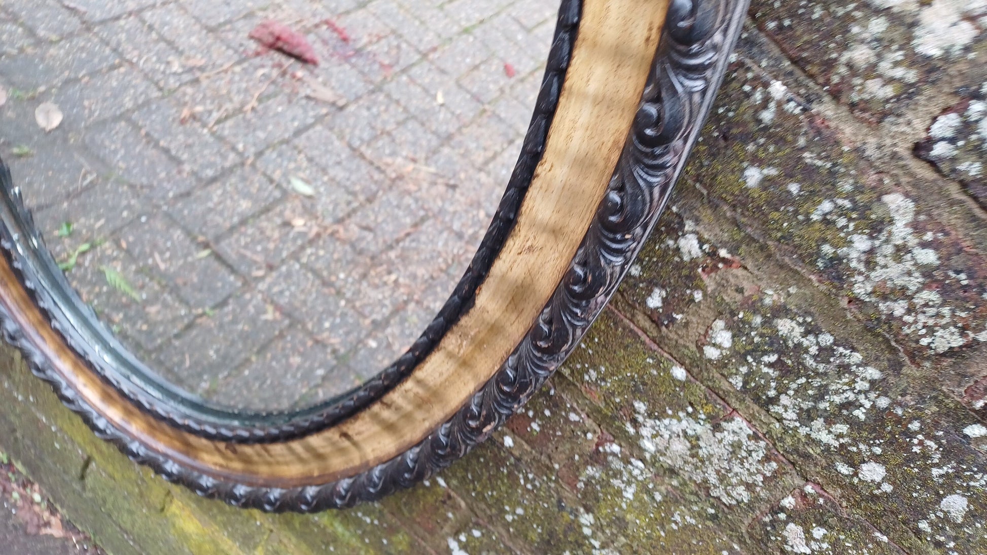Impressive Large Vintage Ornate Painted Distressed Effect Wooden Mirror Late Victorian.