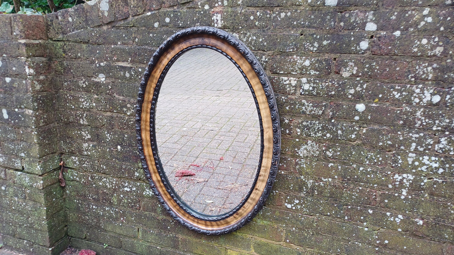Impressive Large Vintage Ornate Painted Distressed Effect Wooden Mirror Late Victorian.