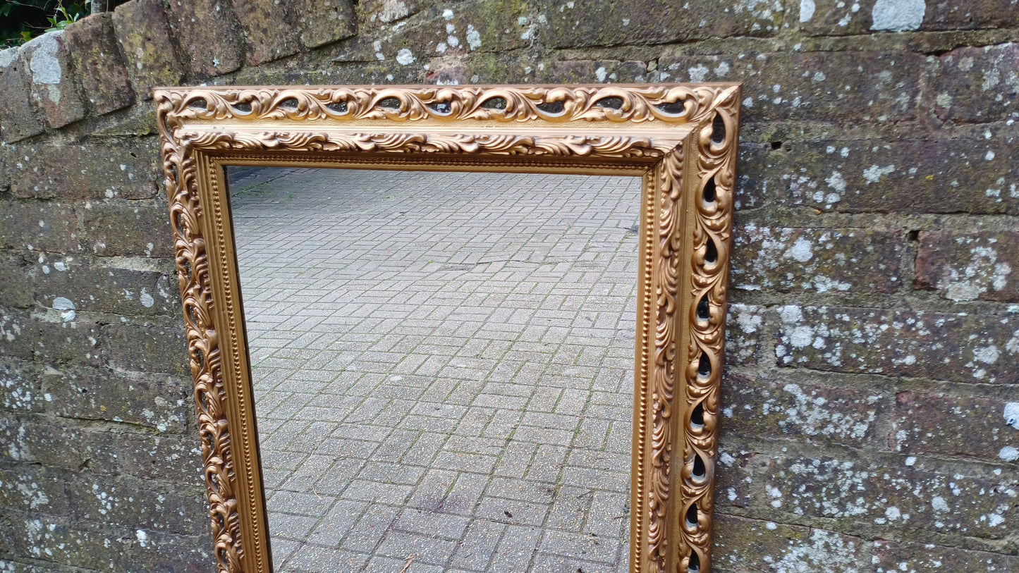 Superb Large Ornate Kitsch Composite Pierced Gold Gilt Wall Mirror. 84 x 64 cm